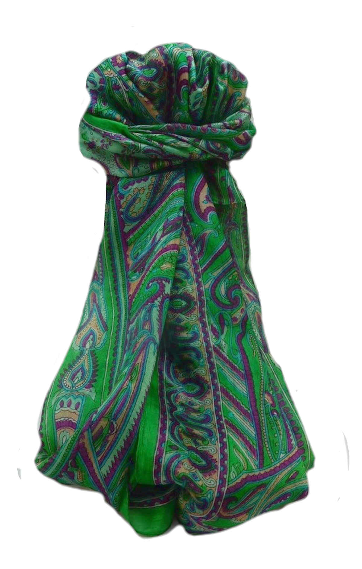 Mulberry Silk Traditional Long Scarf  Yami Green by Pashmina & Silk