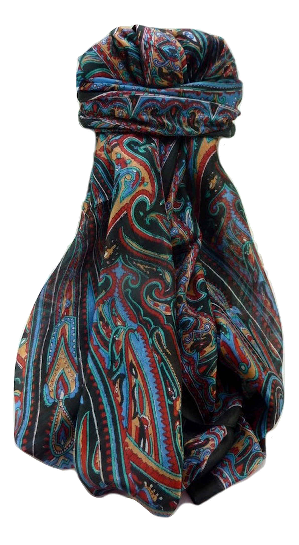 Mulberry Silk Traditional Long Scarf  Yami Black by Pashmina & Silk