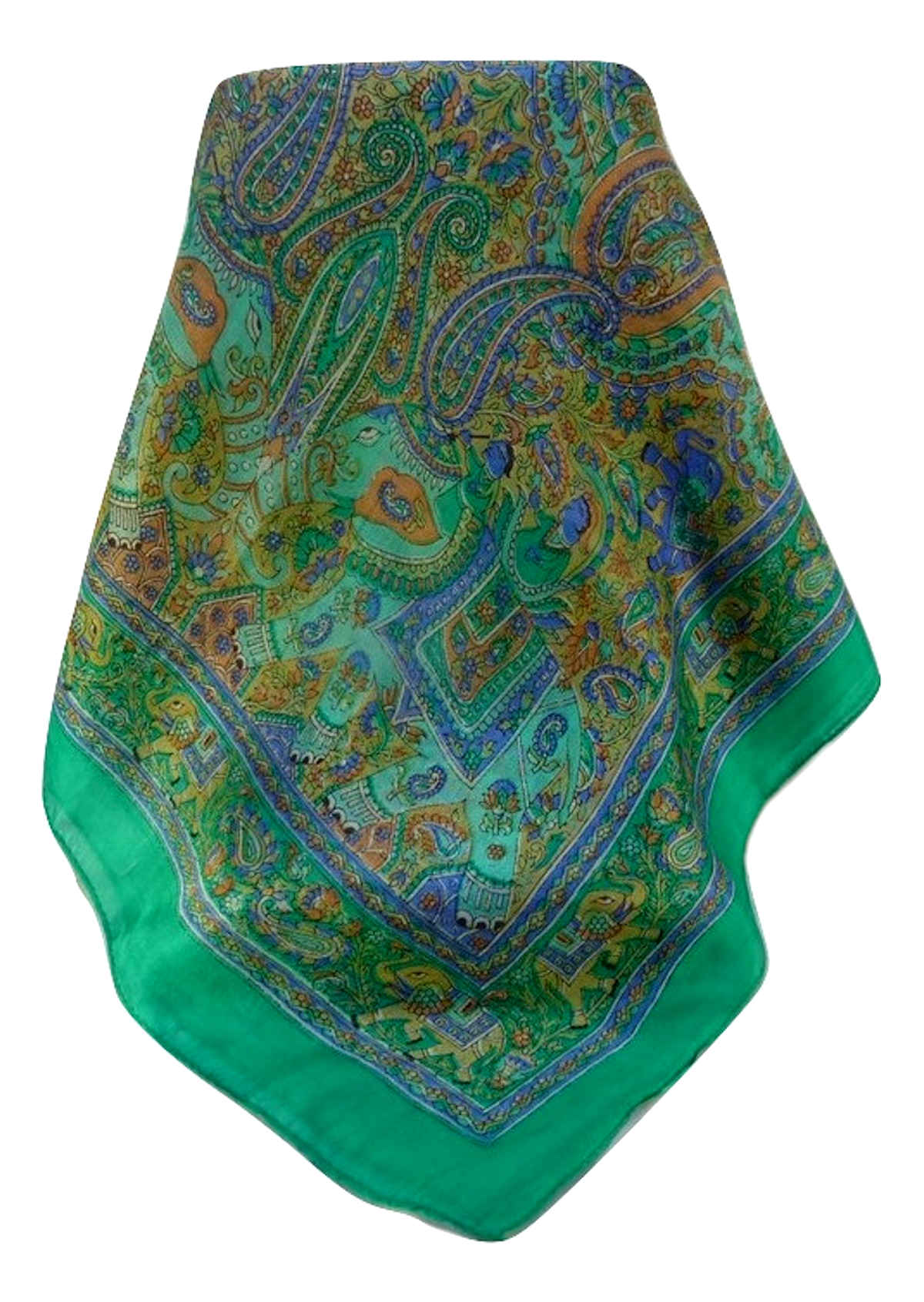 Mulberry Silk Traditional Long Scarf  Zareen Emerald by Pashmina & Silk