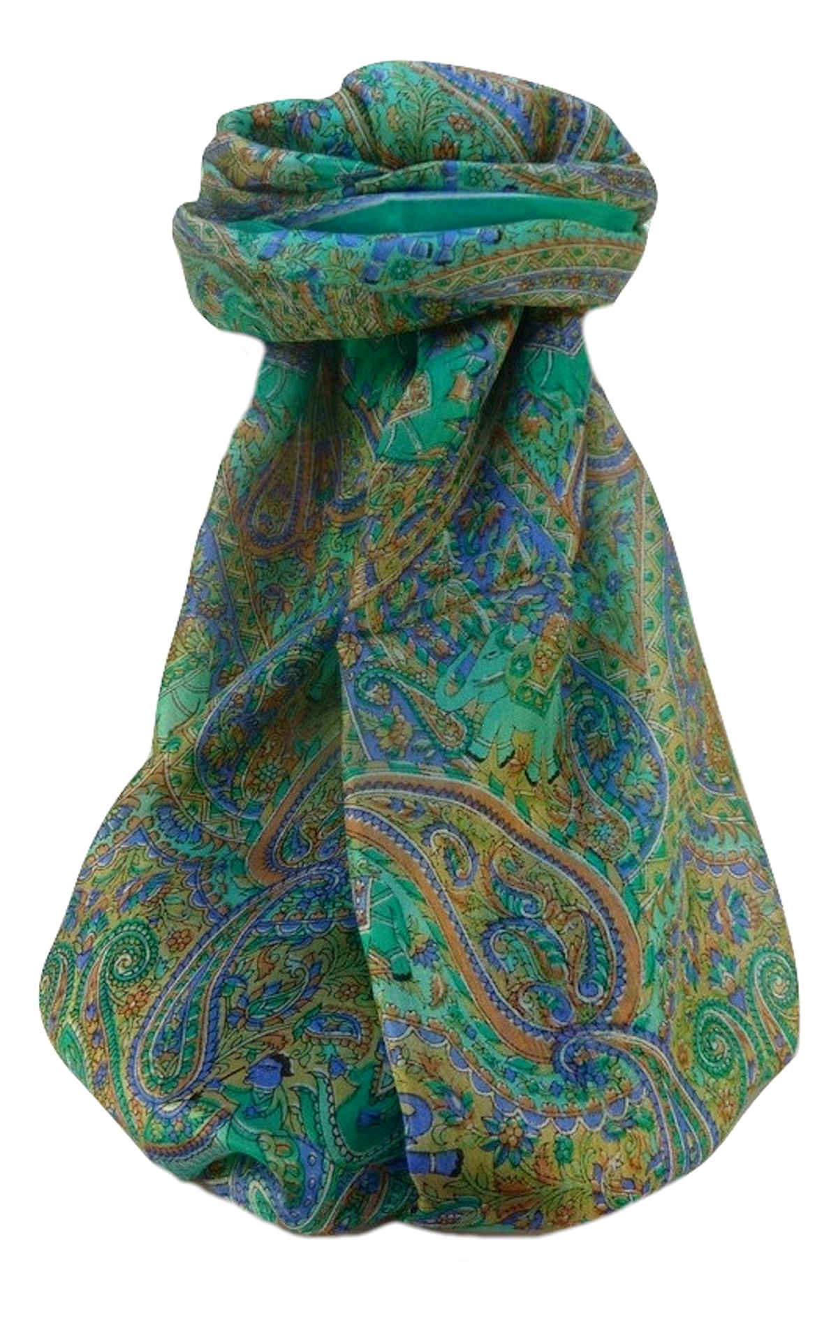 Mulberry Silk Traditional Long Scarf  Zareen Emerald by Pashmina & Silk