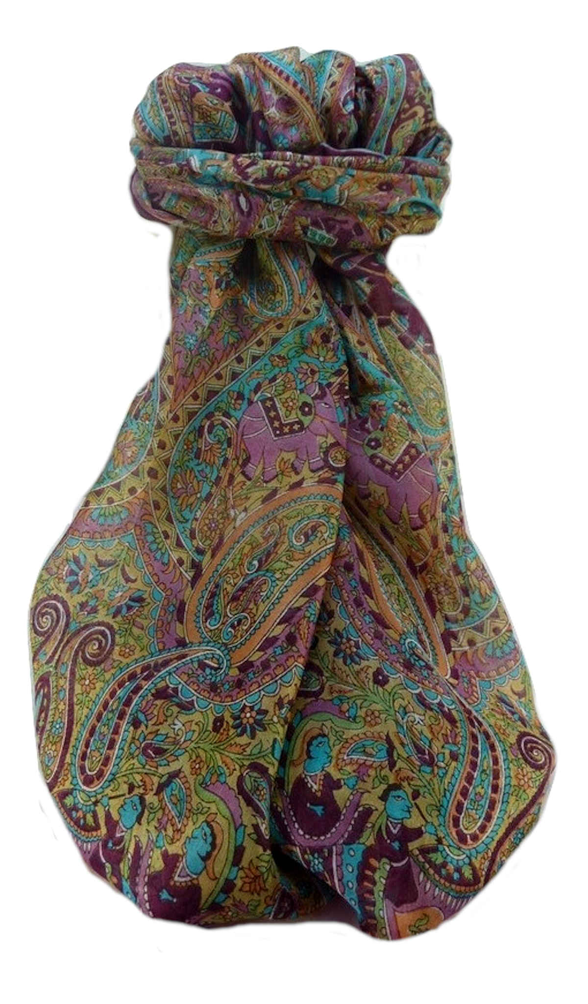 Mulberry Silk Traditional Long Scarf  Zareen Maroon by Pashmina & Silk