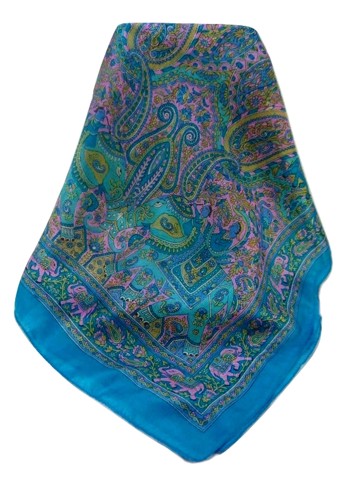 Mulberry Silk Traditional Long Scarf  Zareen Aqua by Pashmina & Silk