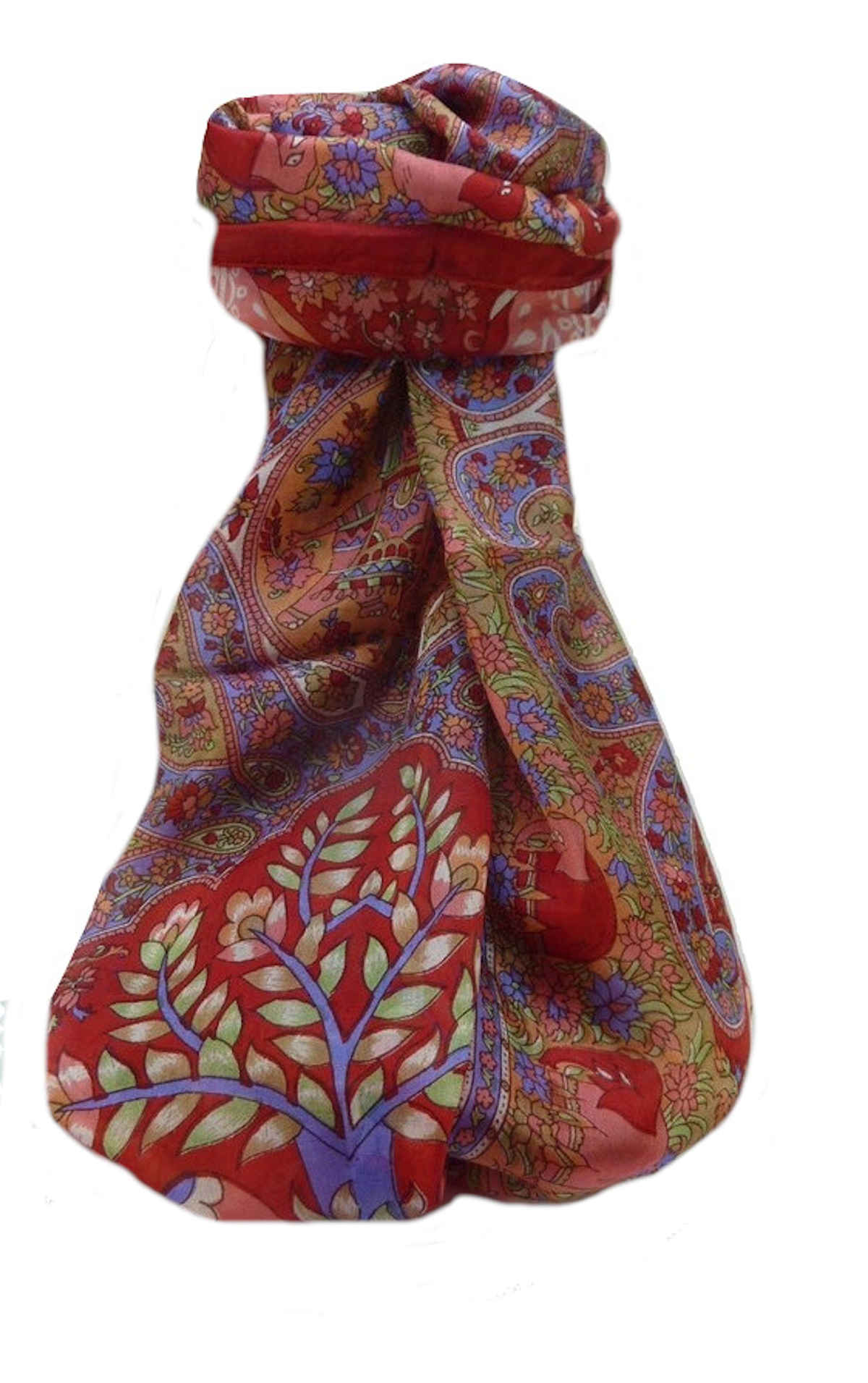Mulberry Silk Traditional Long Scarf  Zhu Scarlet by Pashmina & Silk