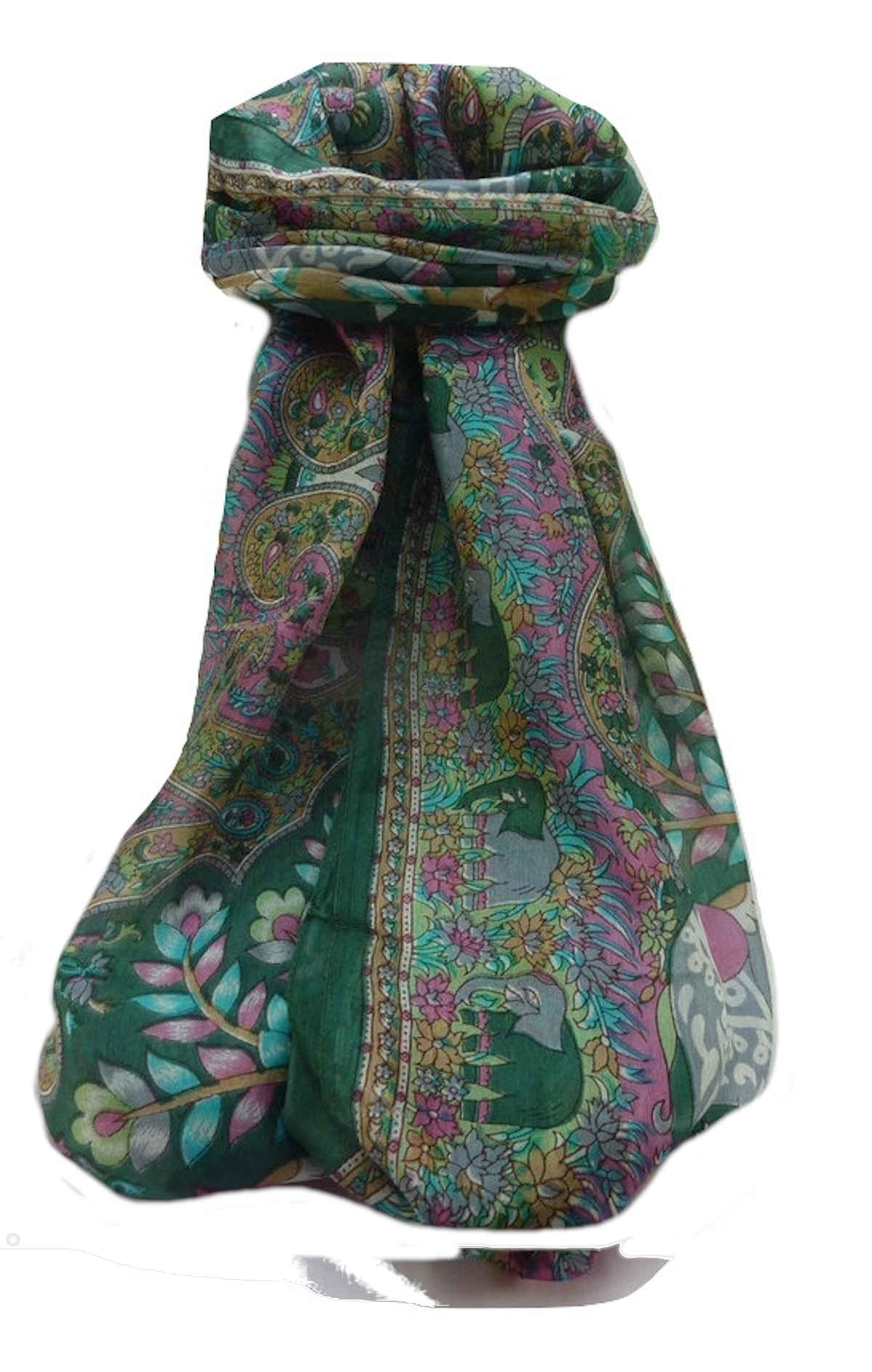 Mulberry Silk Traditional Long Scarf  Zhu Sage by Pashmina & Silk