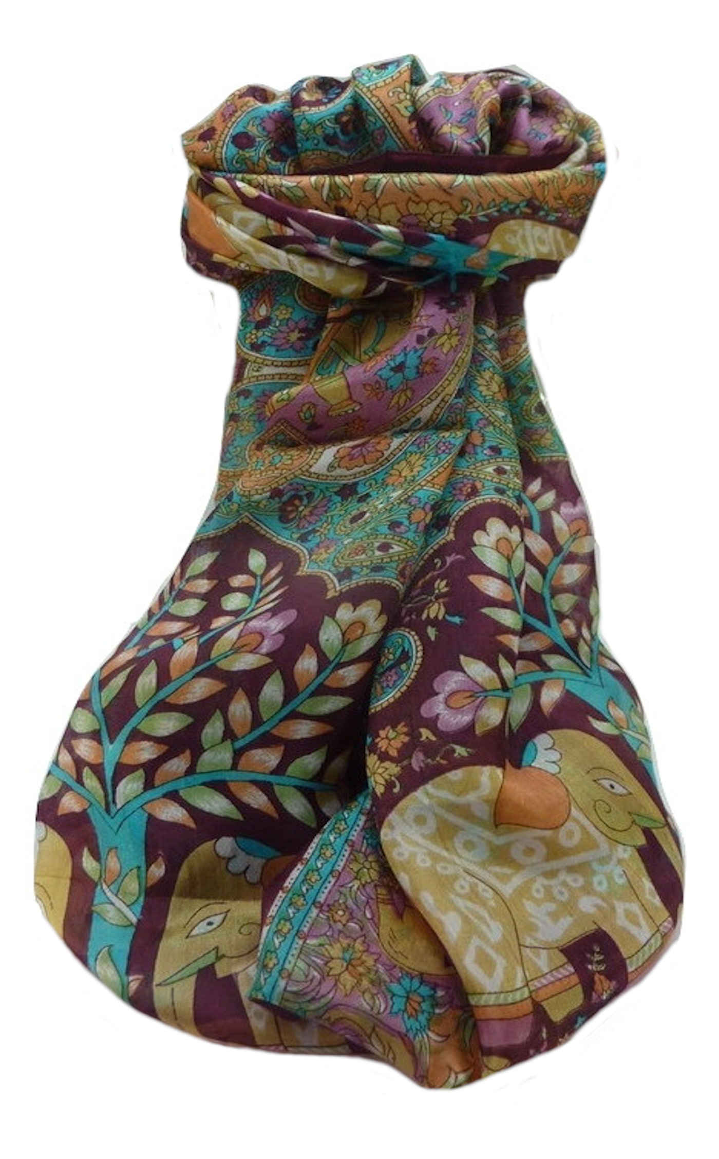 Mulberry Silk Traditional Long Scarf  Zhu Maroon by Pashmina & Silk