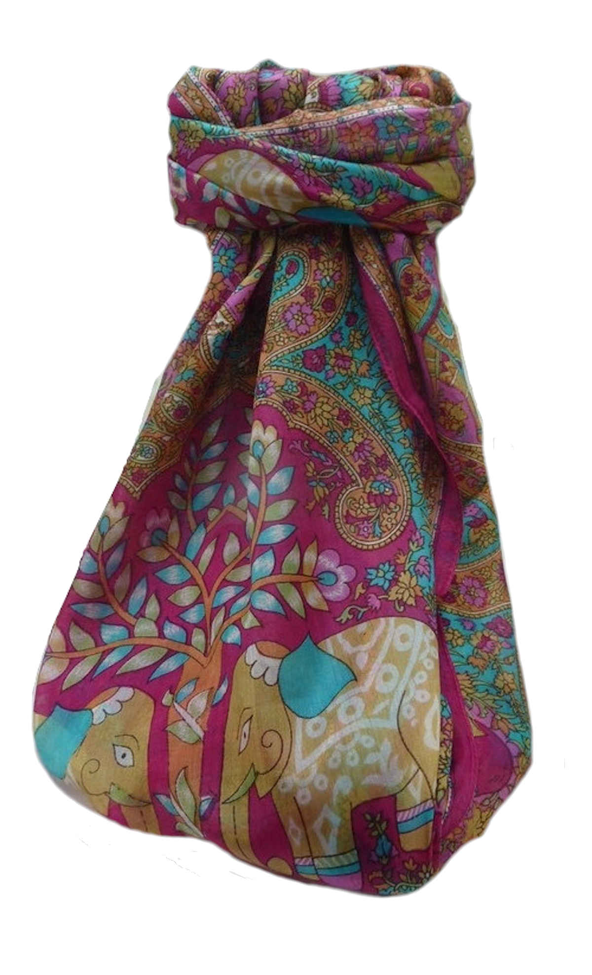Mulberry Silk Traditional Long Scarf  Zhu Pink by Pashmina & Silk