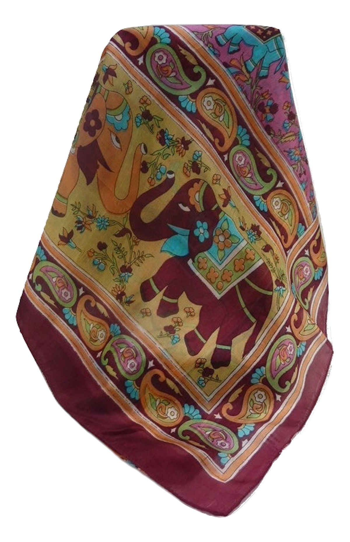 Mulberry Silk Traditional Long Scarf  Zinta Maroon by Pashmina & Silk