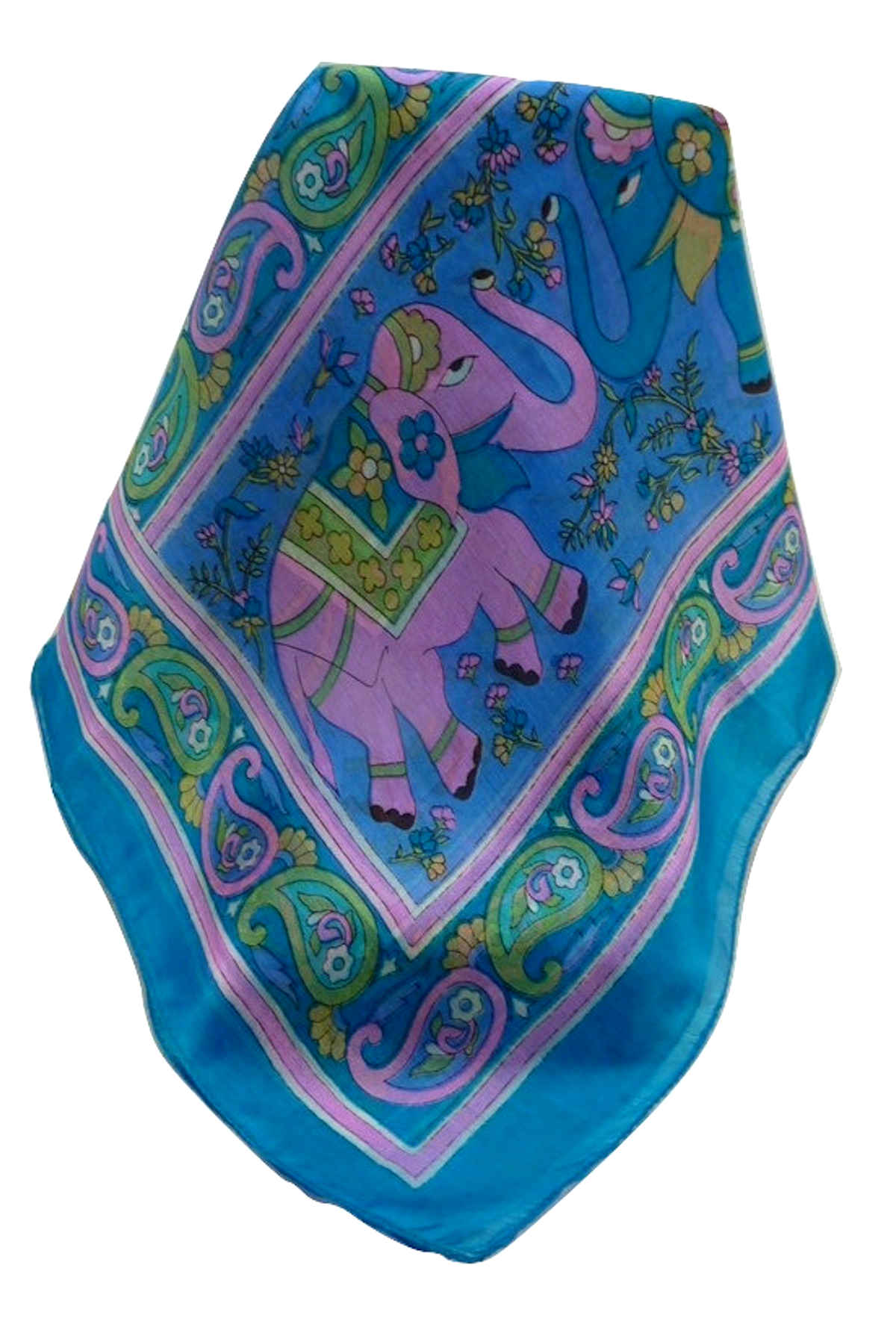 Mulberry Silk Traditional Long Scarf  Zinta Aqua by Pashmina & Silk