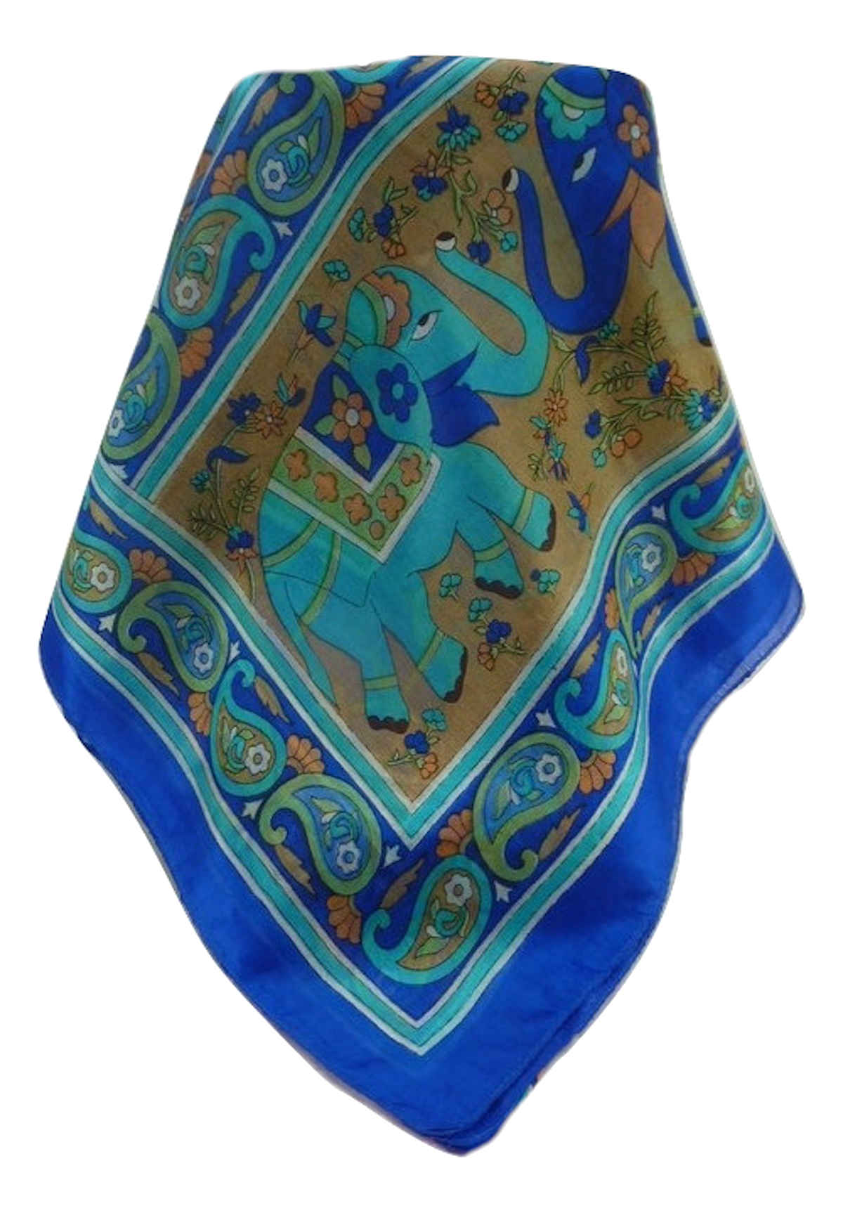 Mulberry Silk Traditional Long Scarf  Zinta Blue by Pashmina & Silk