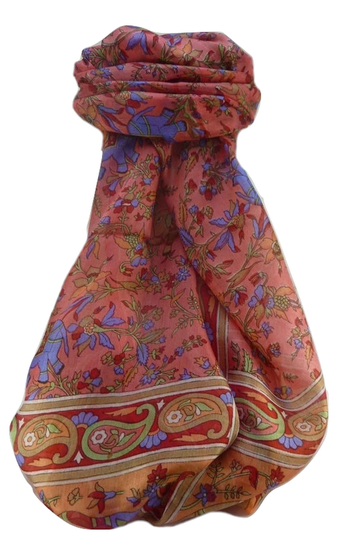 Mulberry Silk Traditional Long Scarf  Zinta Scarlet by Pashmina & Silk