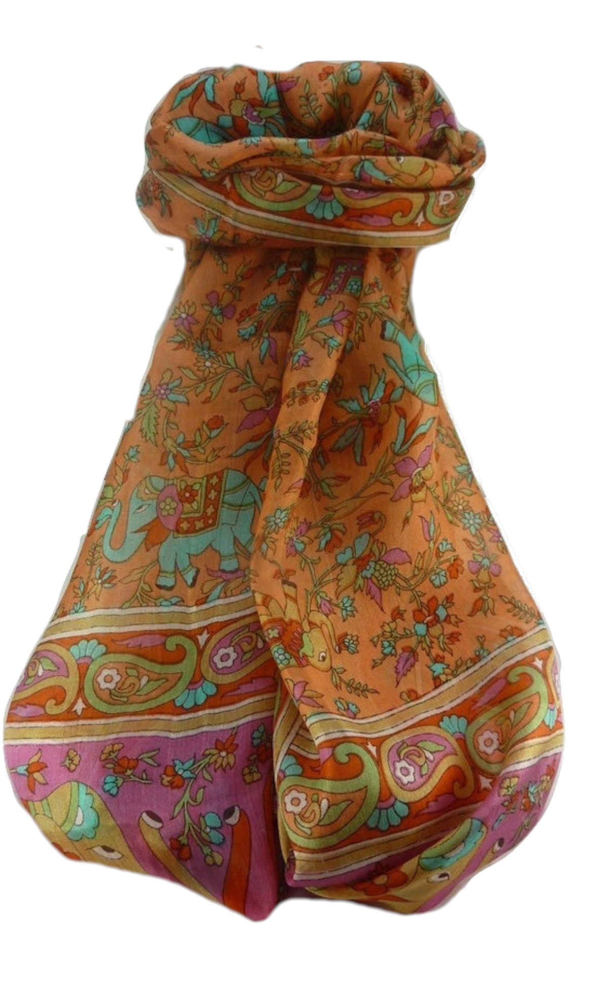 Mulberry Silk Traditional Long Scarf  Zinta Marigold by Pashmina & Silk