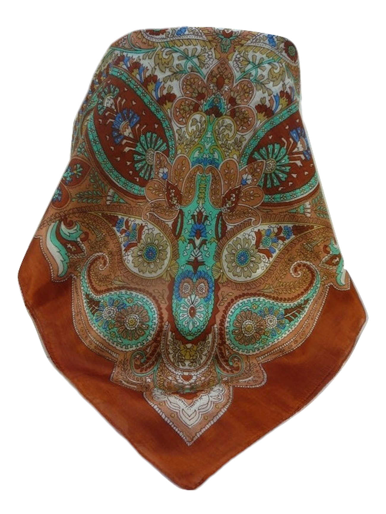 Mulberry Silk Traditional Square Scarf Zoya Copper by Pashmina & Silk