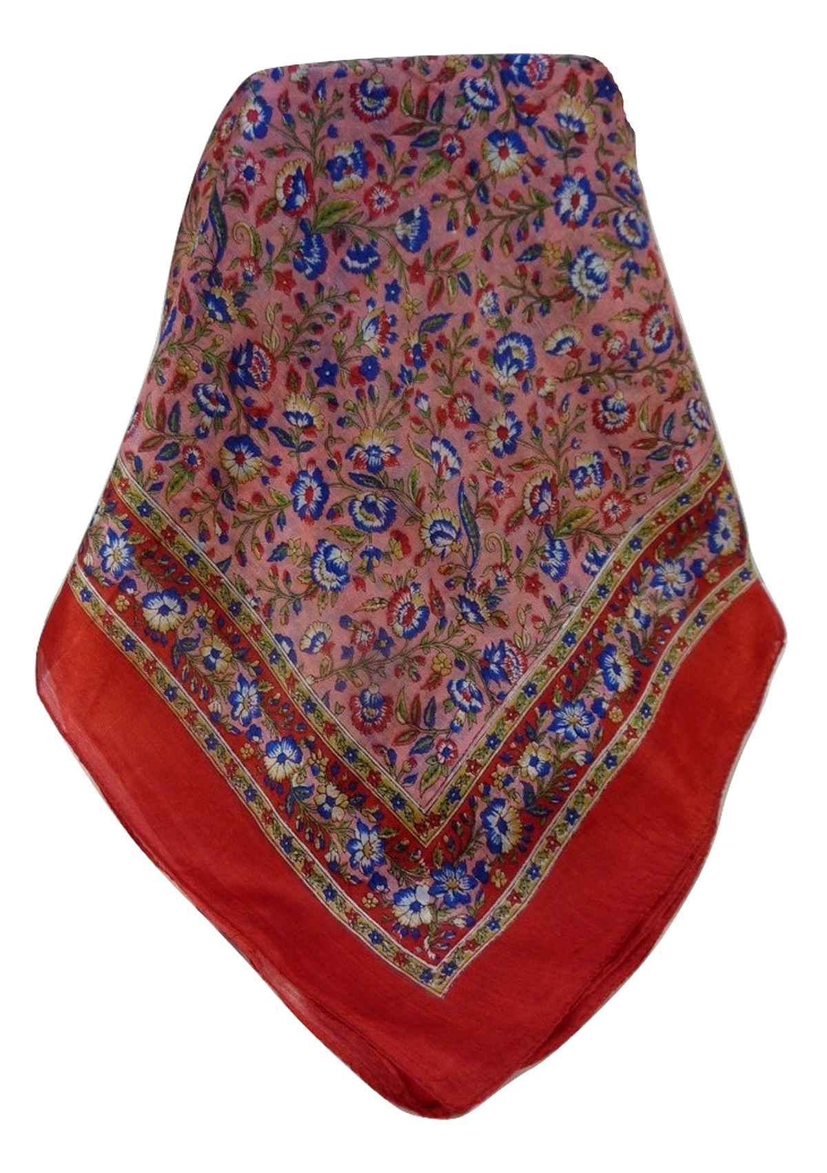 Tradizionale Sciarpa Quadrata di Seta Dula Scarlet di Pashmina & Silk