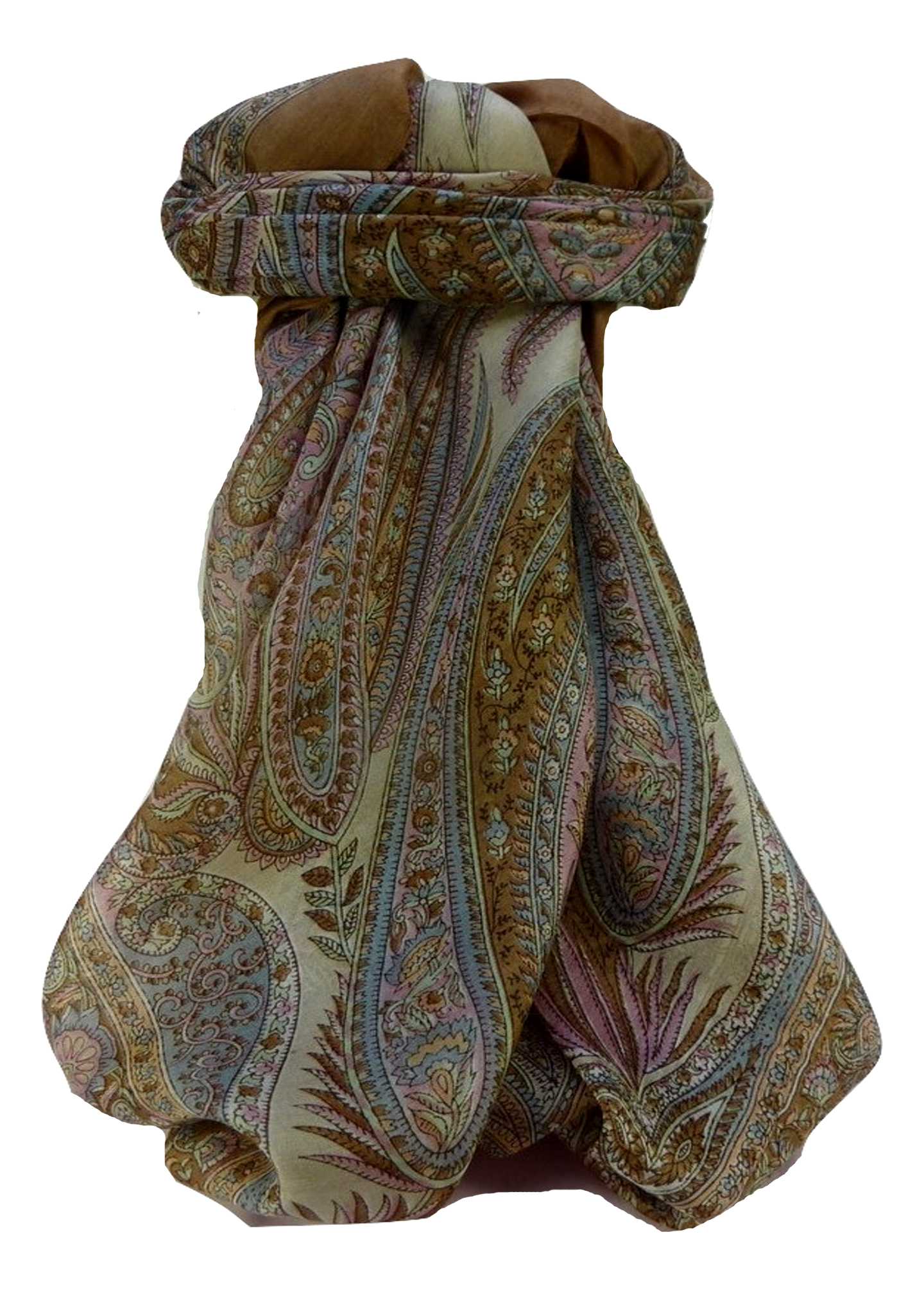 Mulberry Silk Traditional Square Scarf Chatur Chestnut by Pashmina & Silk