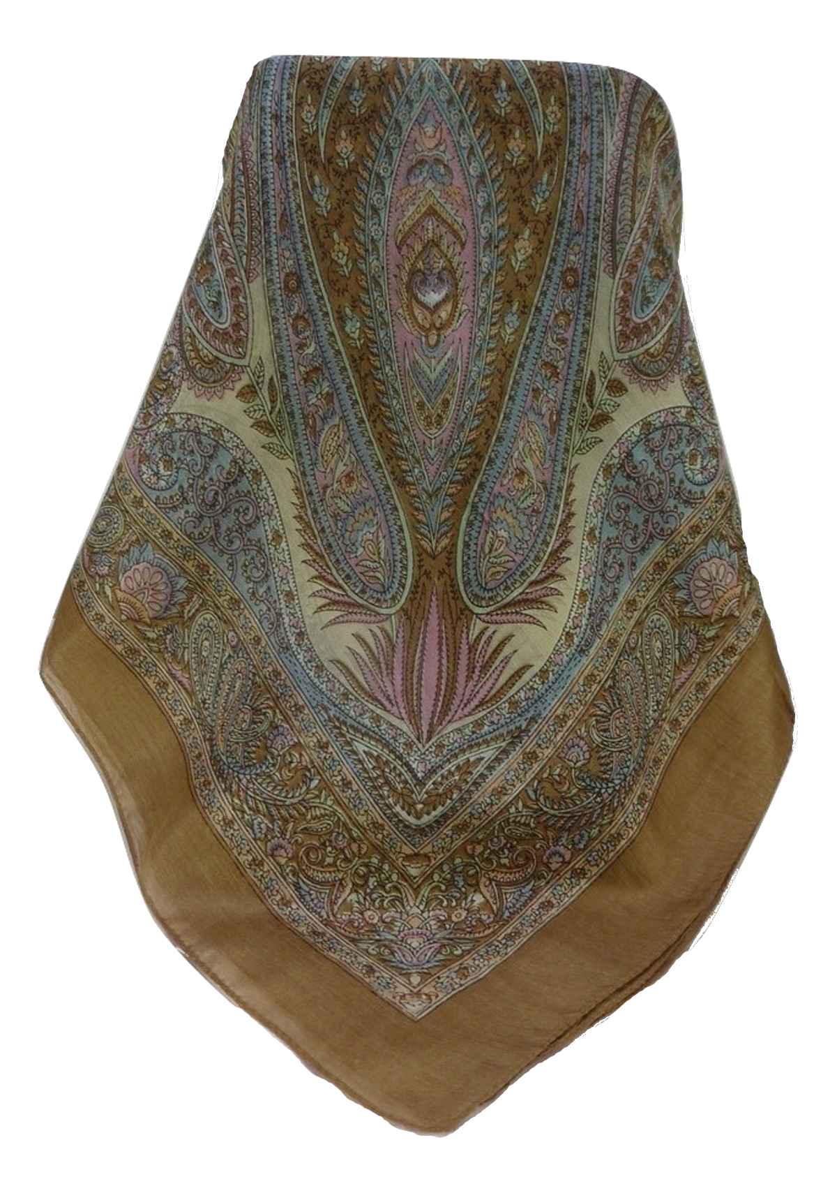 Mulberry Silk Traditional Square Scarf Chatur Chestnut by Pashmina & Silk