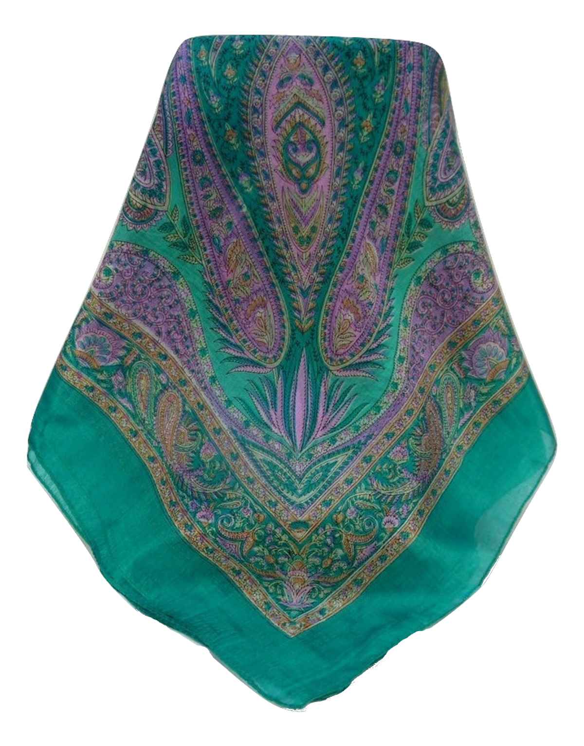 Mulberry Silk Traditional Square Scarf Chatur Teal by Pashmina & Silk
