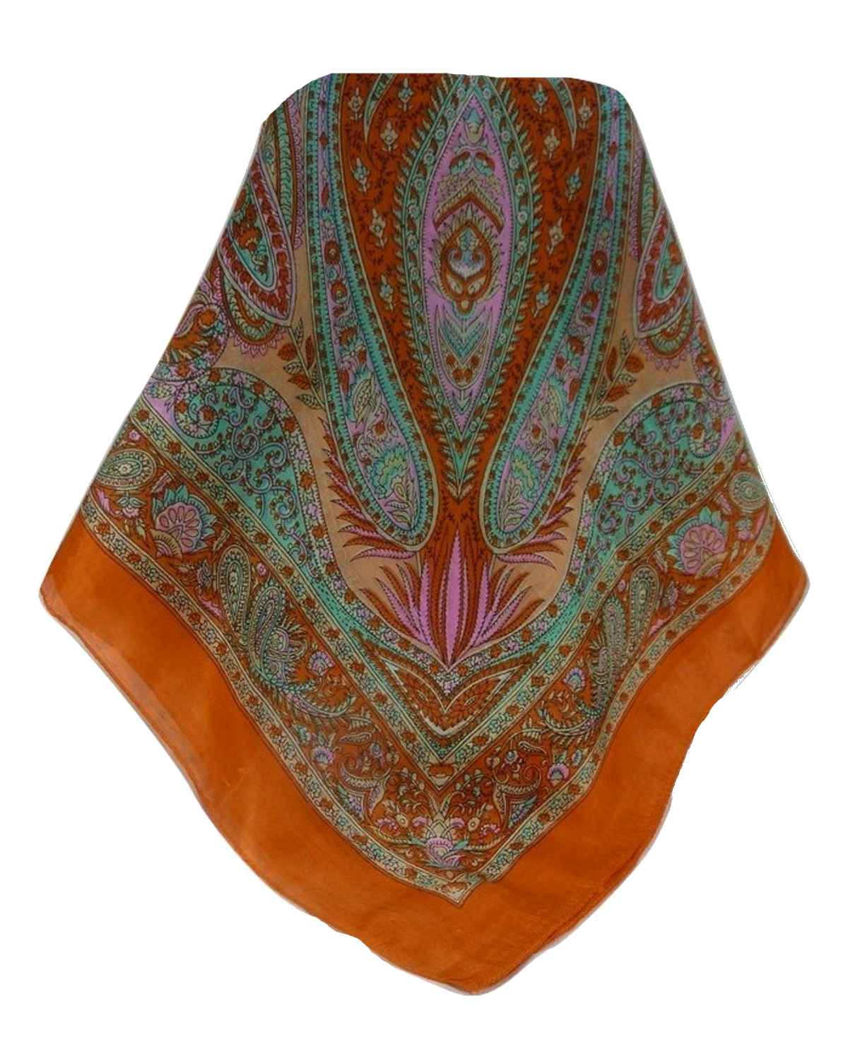 Mulberry Silk Traditional Square Scarf Chatur Tangerine by Pashmina & Silk