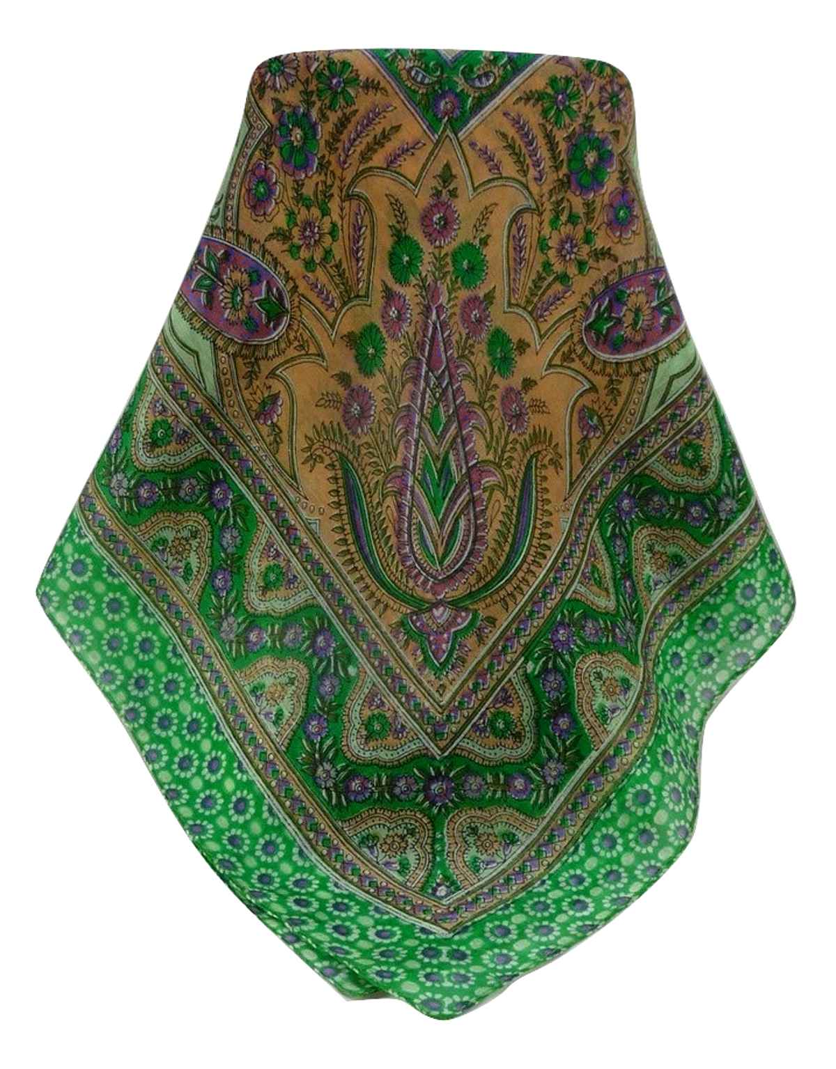 Mulberry Silk Traditional Square Scarf Marar Emerald by Pashmina & Silk