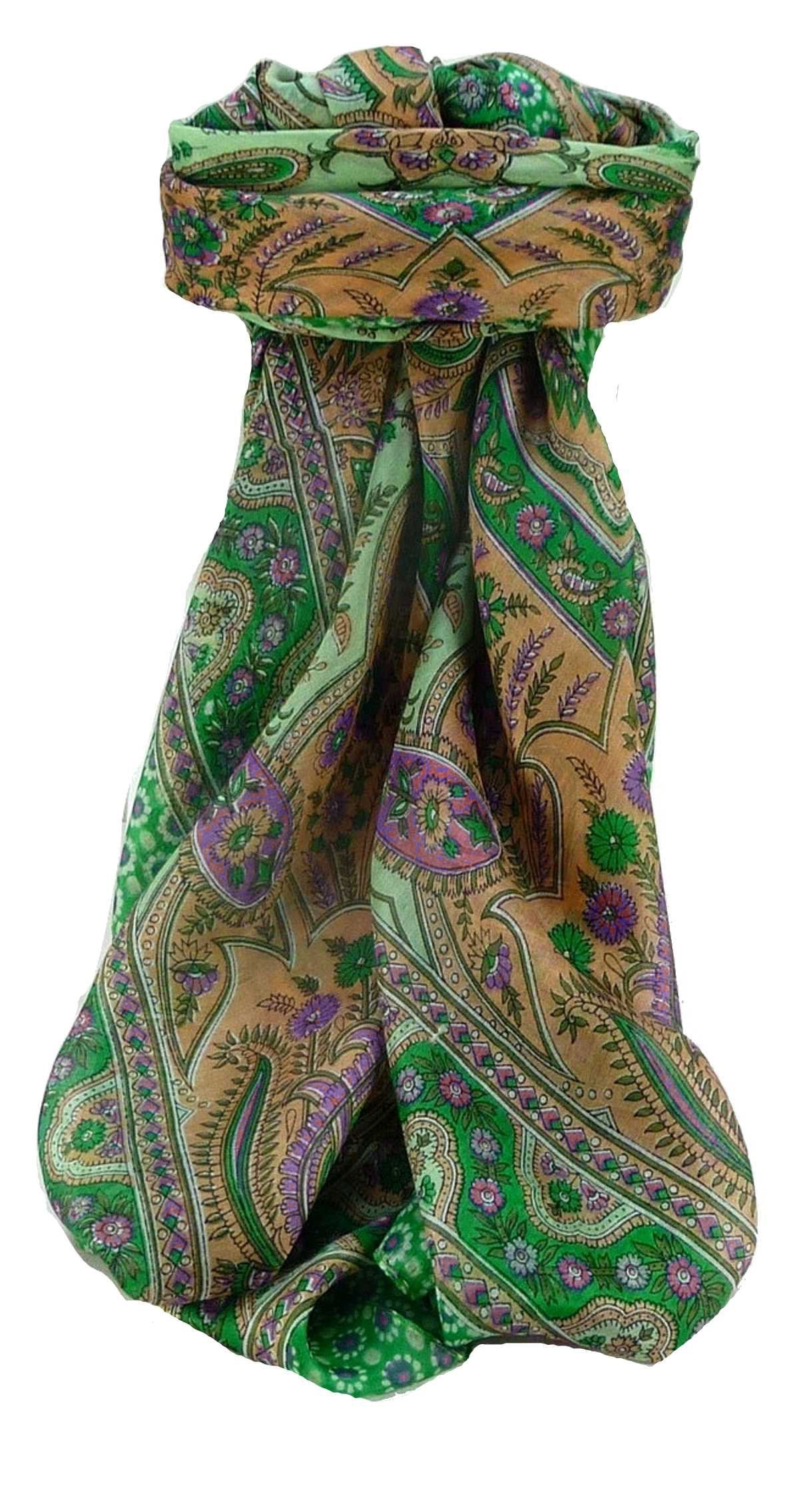 Mulberry Silk Traditional Square Scarf Marar Emerald by Pashmina & Silk