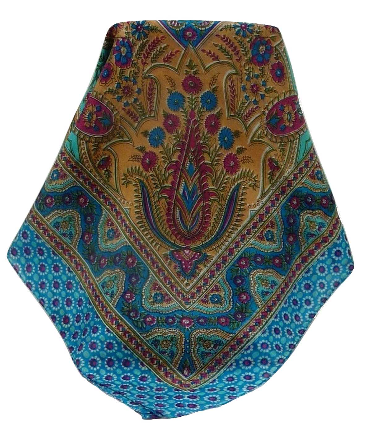 Mulberry Silk Traditional Square Scarf Marar Aqua by Pashmina & Silk