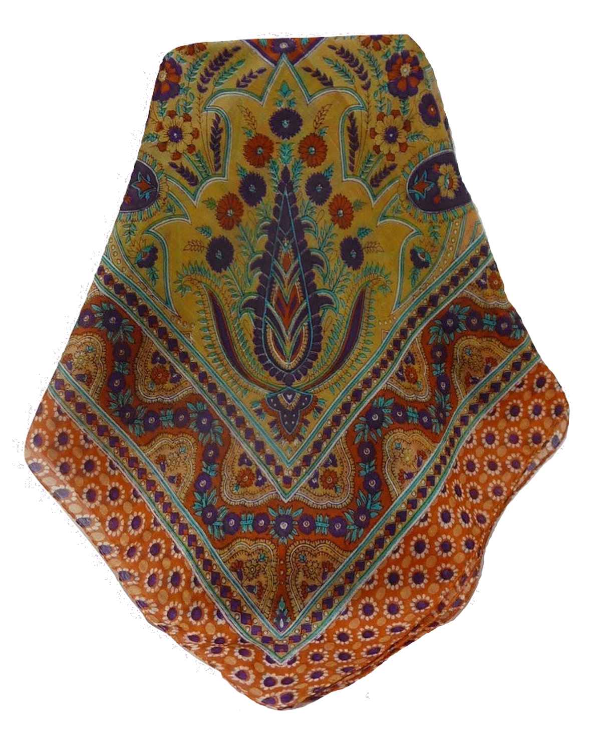 Mulberry Silk Traditional Square Scarf Marar Tangerine by Pashmina & Silk
