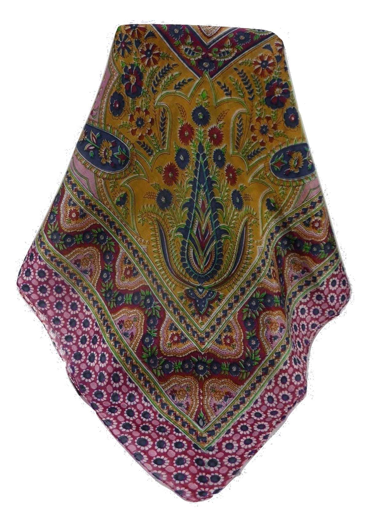 Mulberry Silk Traditional Square Scarf Marar Wine by Pashmina & Silk