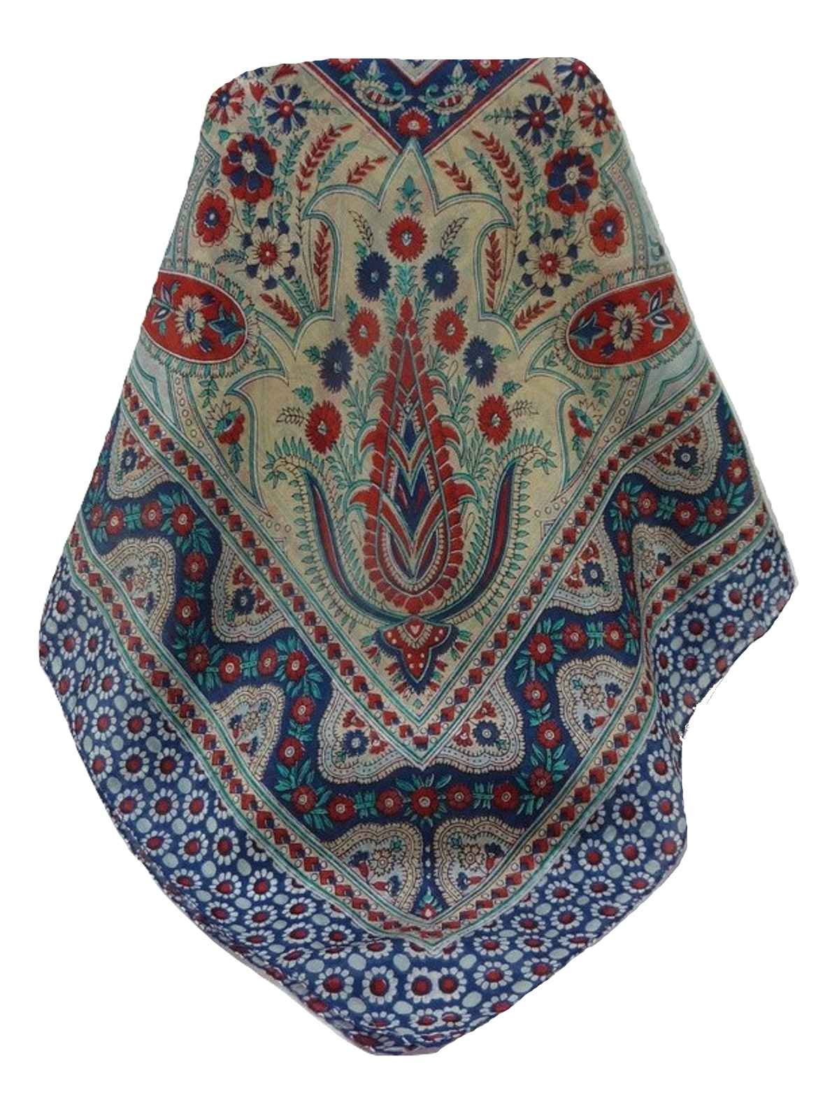 Mulberry Silk Traditional Square Scarf Marar Navy by Pashmina & Silk