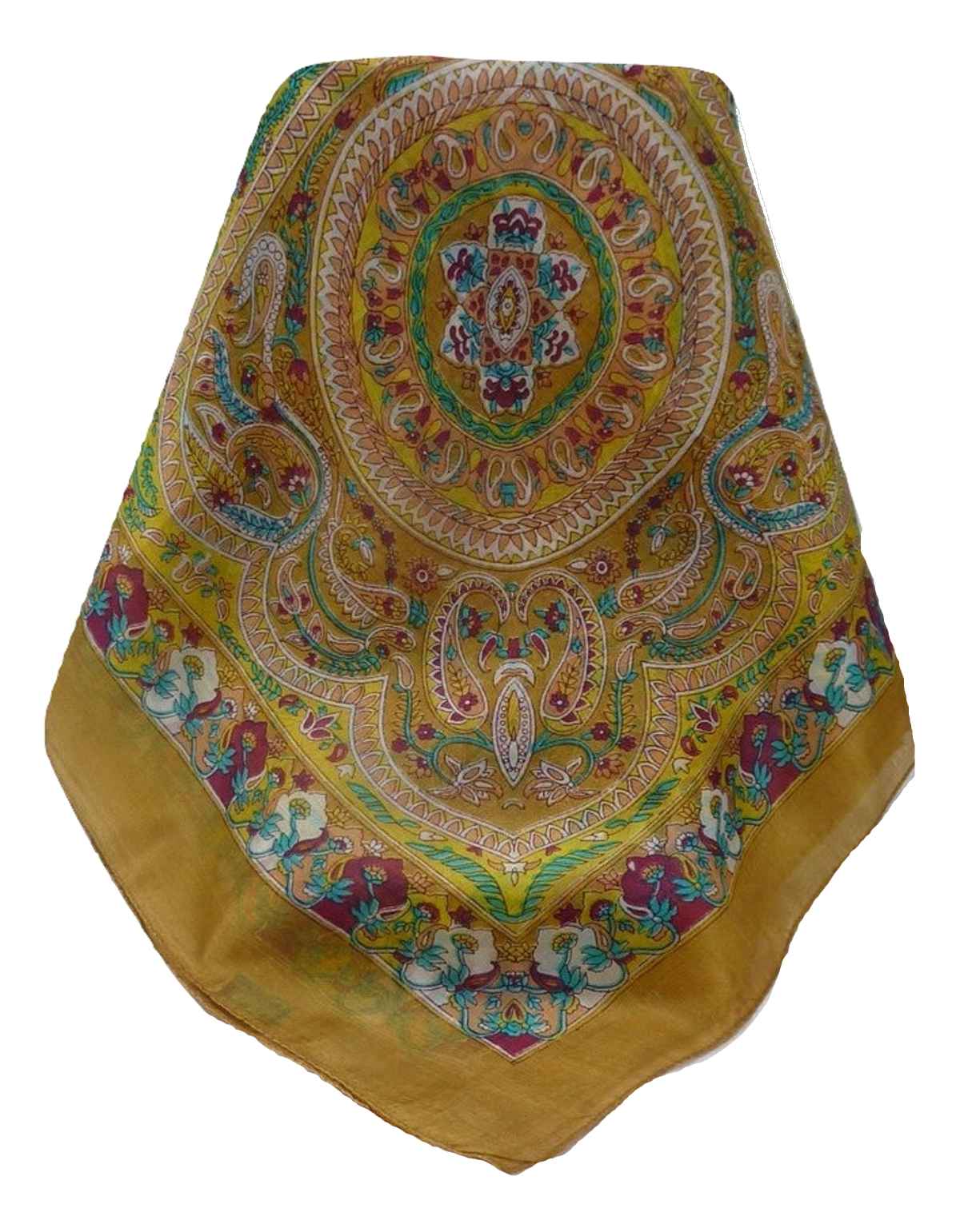 Mulberry Silk Traditional Square Scarf Nadia Caramel by Pashmina & Silk