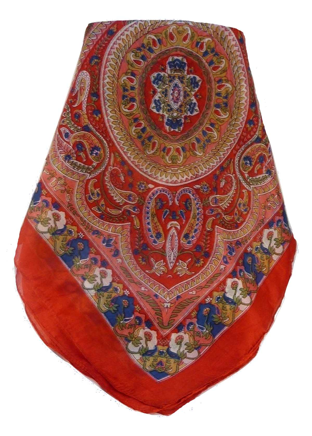 Mulberry Silk Traditional Square Scarf Nadia Scarlet by Pashmina & Silk