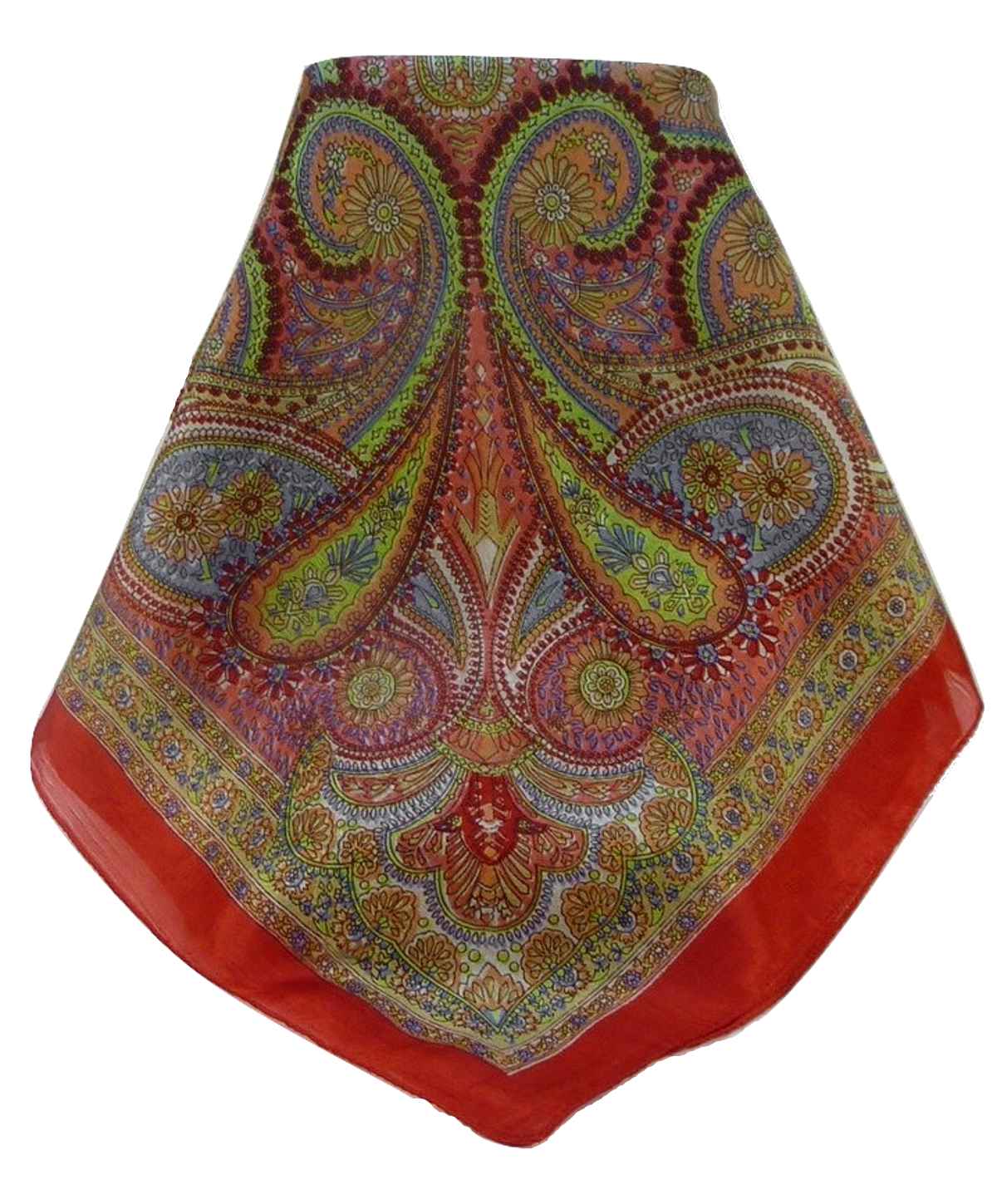 Mulberry Silk Traditional Square Scarf Kadri Scarlet by Pashmina & Silk