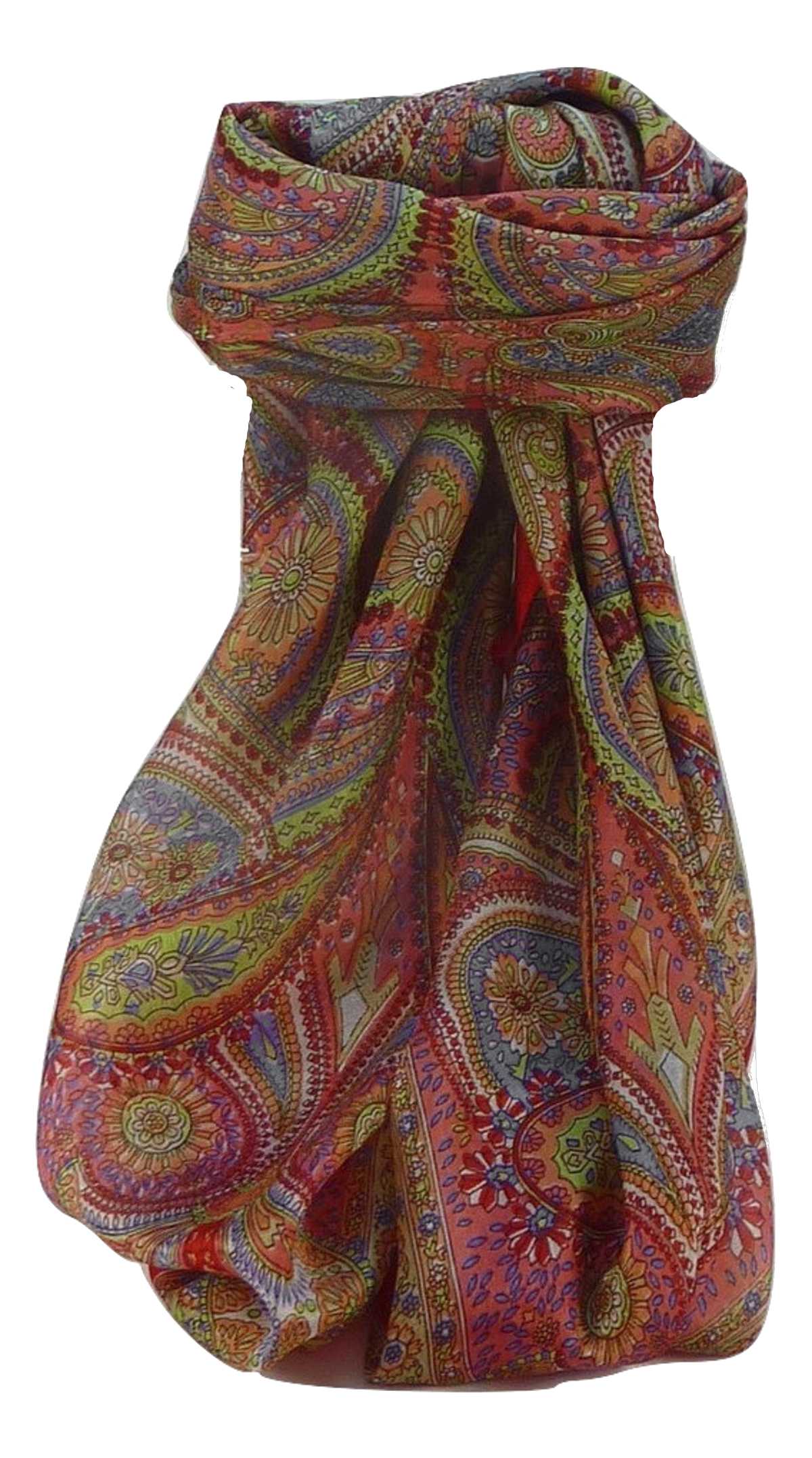 Mulberry Silk Traditional Square Scarf Kadri Scarlet by Pashmina & Silk