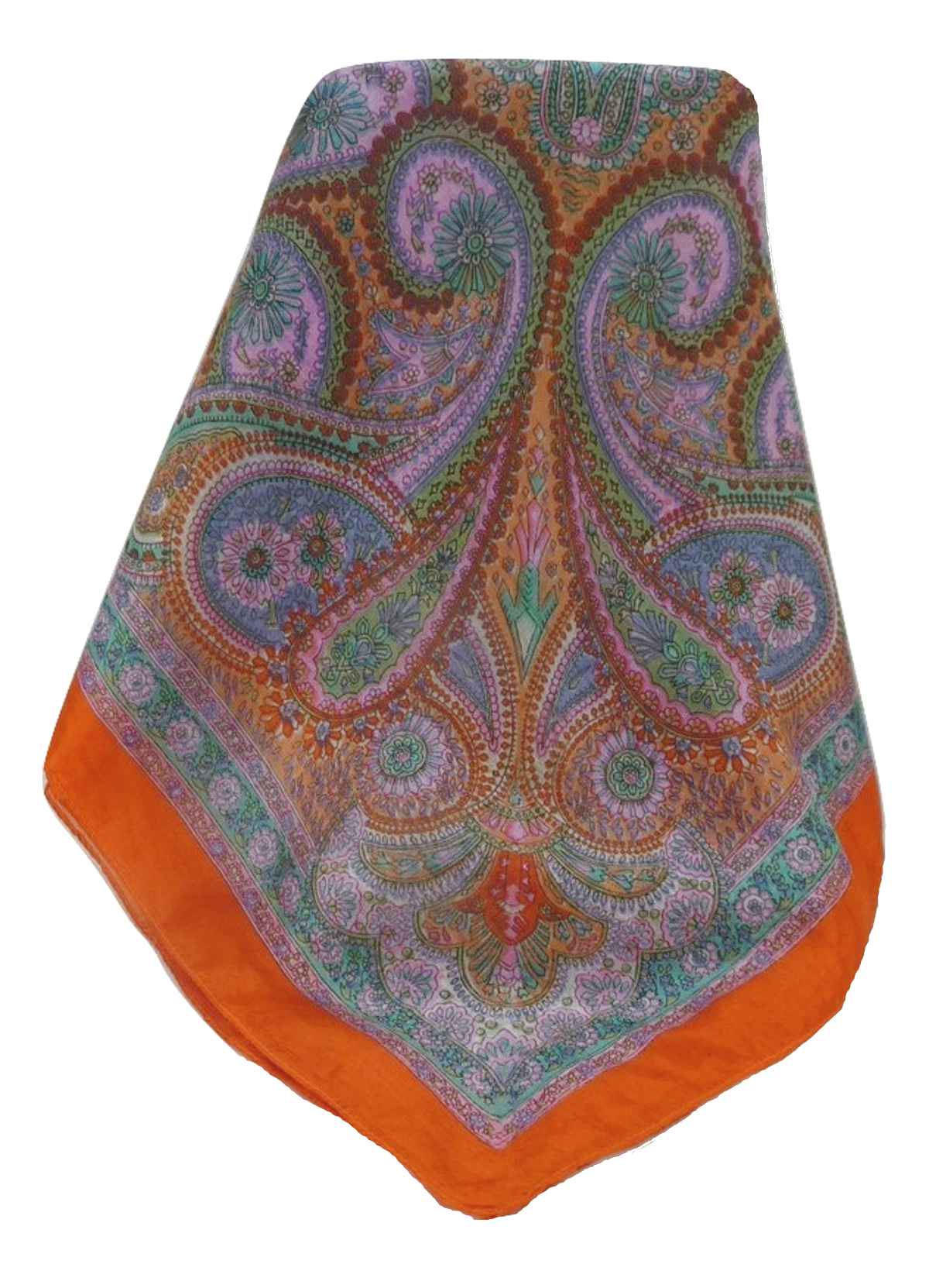 Mulberry Silk Traditional Square Scarf Kadri Tangerine by Pashmina & Silk