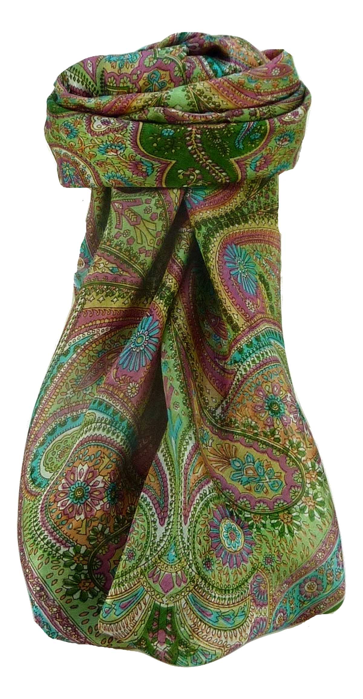 Mulberry Silk Traditional Square Scarf Kadri Sage by Pashmina & Silk