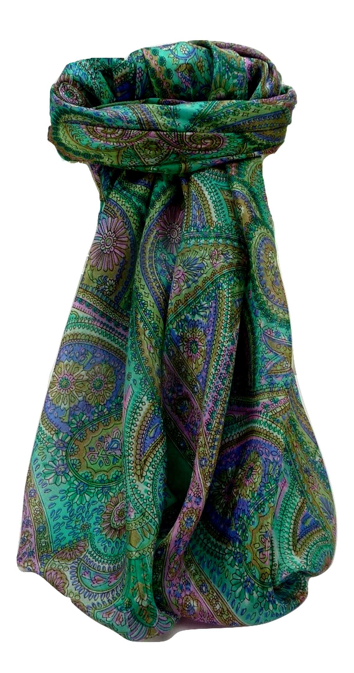 Mulberry Silk Traditional Square Scarf Kadri Emerald by Pashmina & Silk