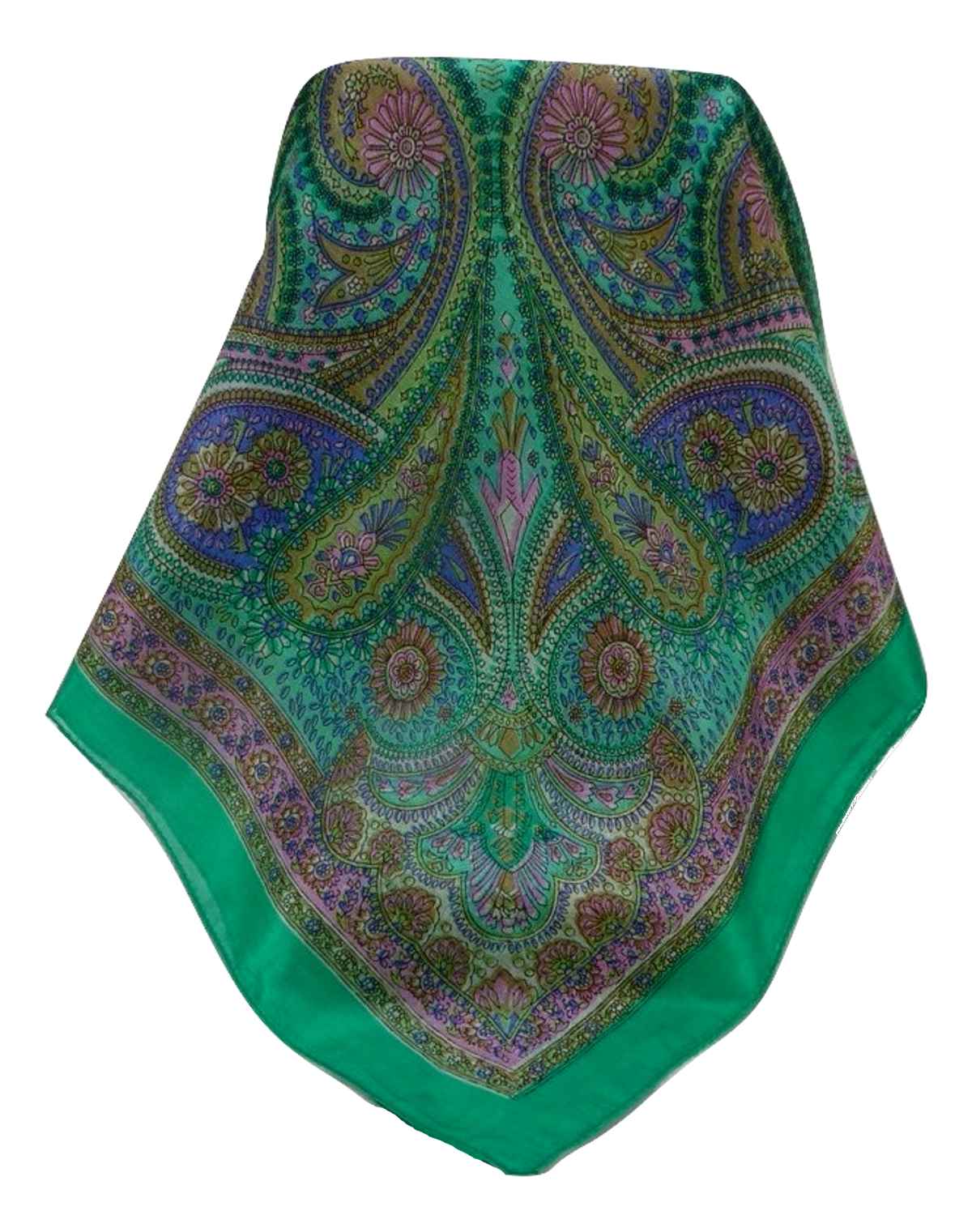 Mulberry Silk Traditional Square Scarf Kadri Emerald by Pashmina & Silk