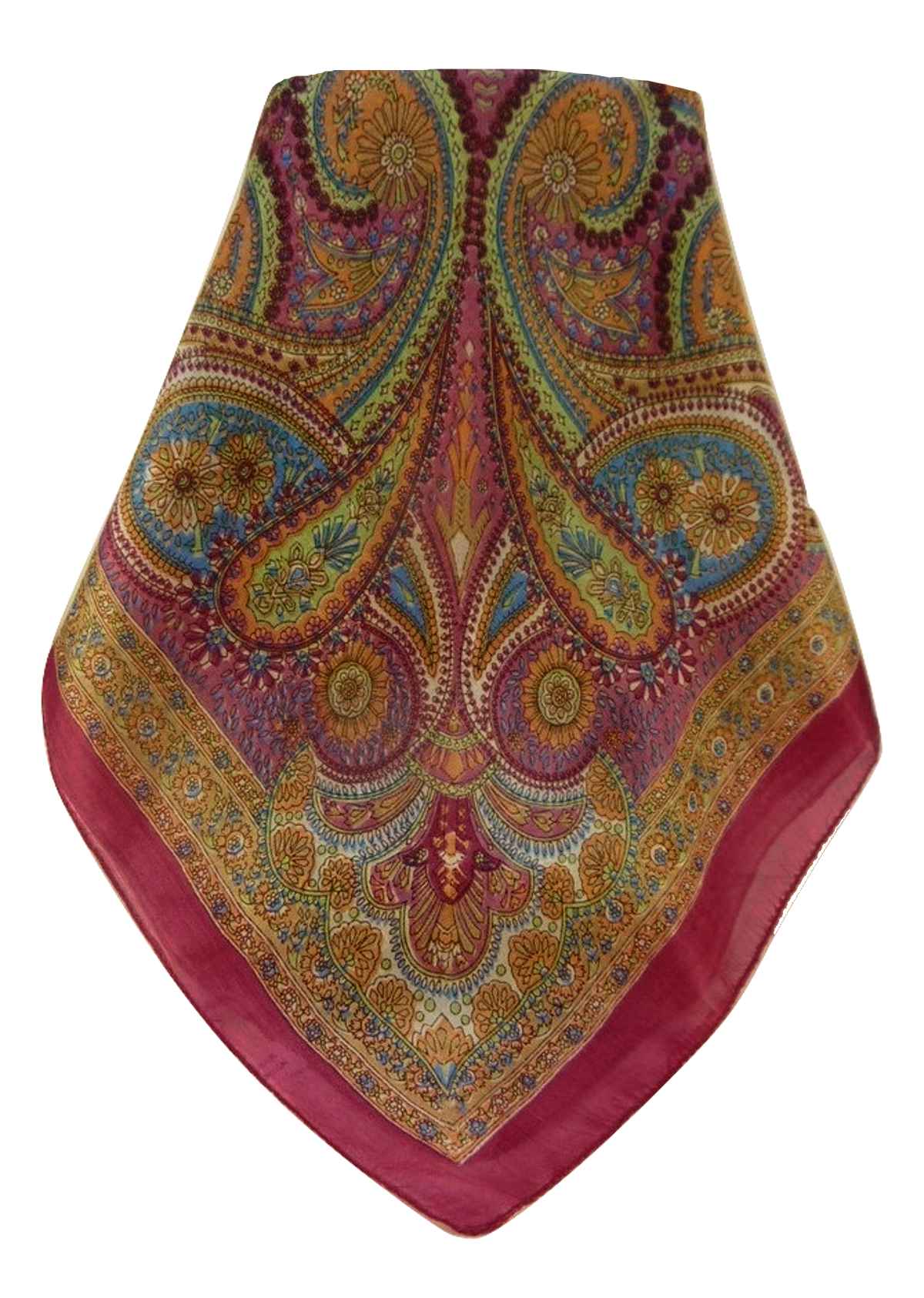 Mulberry Silk Traditional Square Scarf Kadri Wine by Pashmina & Silk