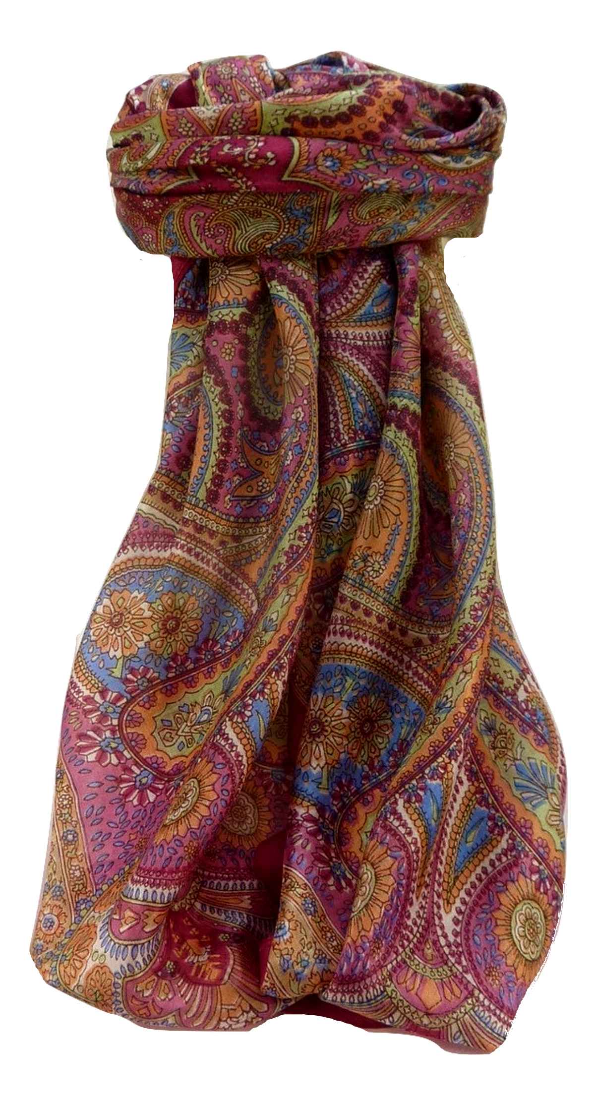 Mulberry Silk Traditional Square Scarf Kadri Wine by Pashmina & Silk