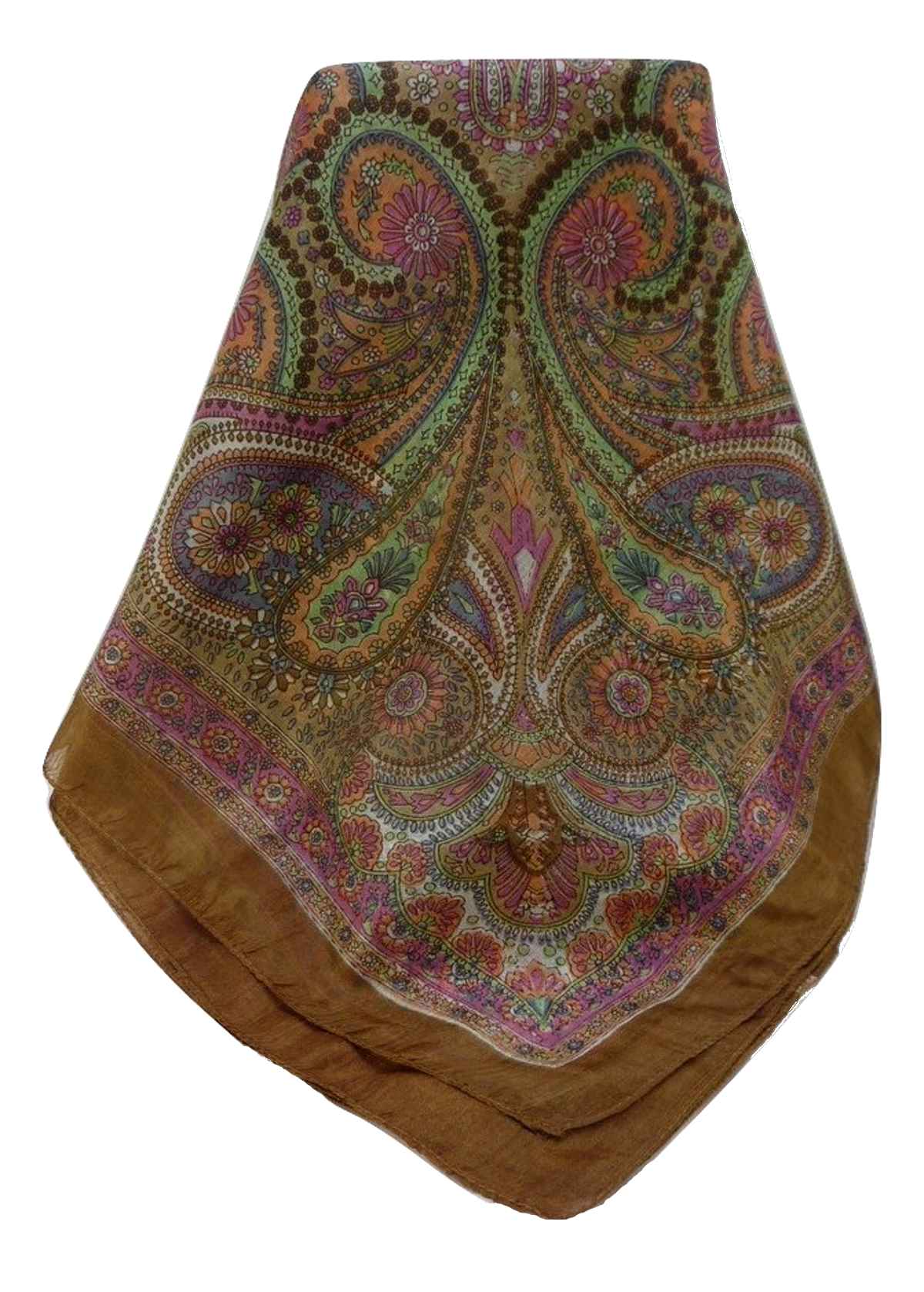 Mulberry Silk Traditional Square Scarf Kadri Chestnut by Pashmina & Silk