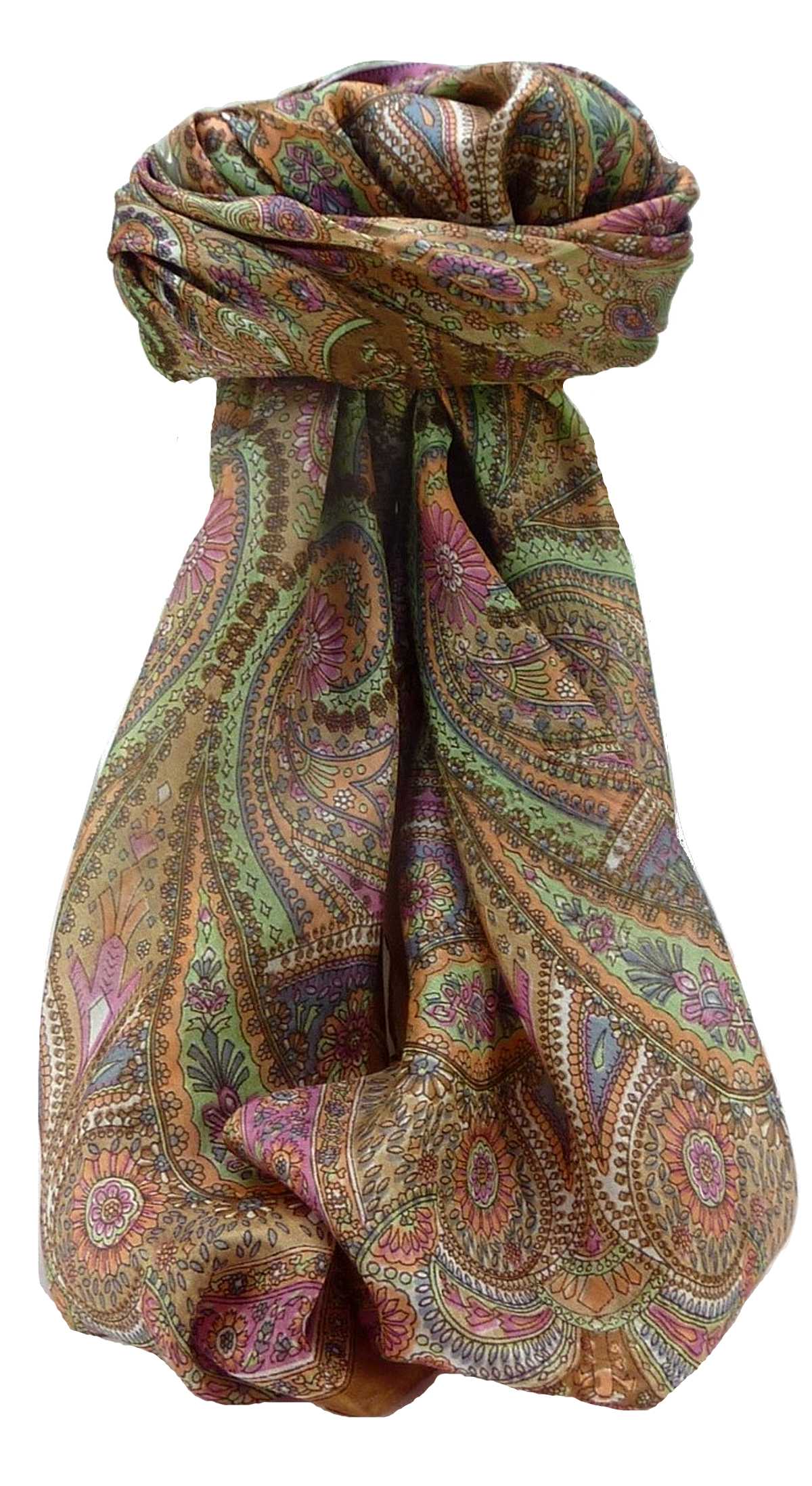 Mulberry Silk Traditional Square Scarf Kadri Chestnut by Pashmina & Silk