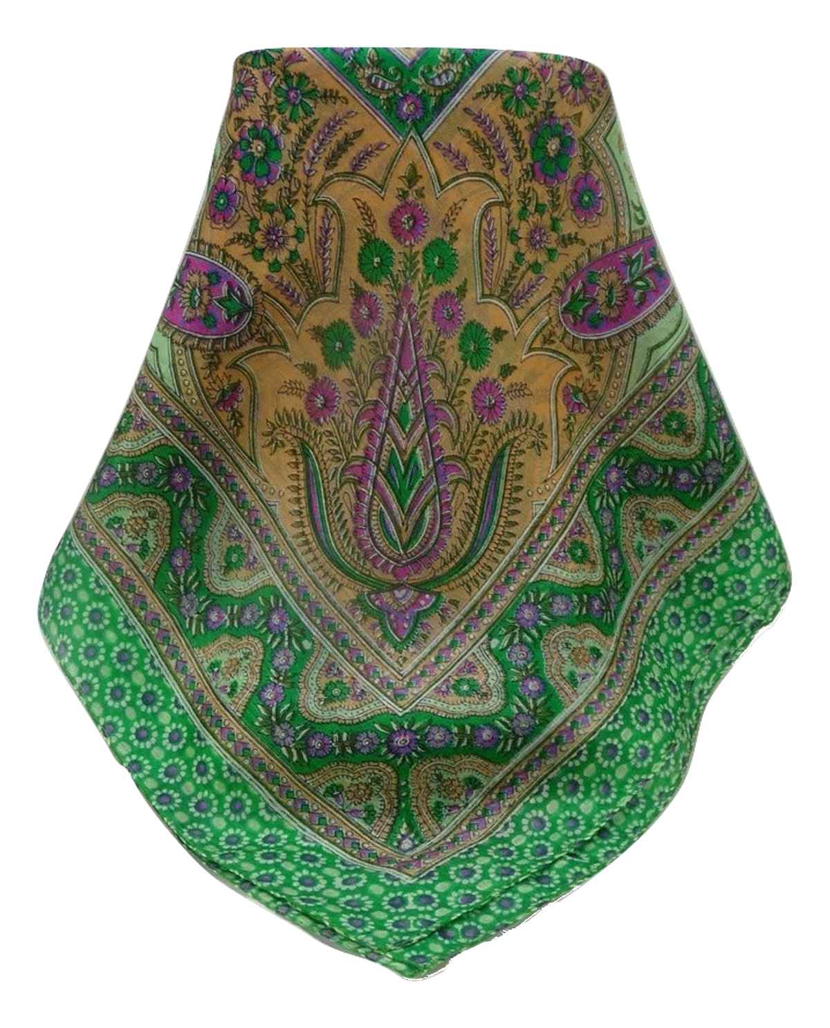 Tradizionale Sciarpa Quadrata di Seta Kanikar Jade di Pashmina & Silk