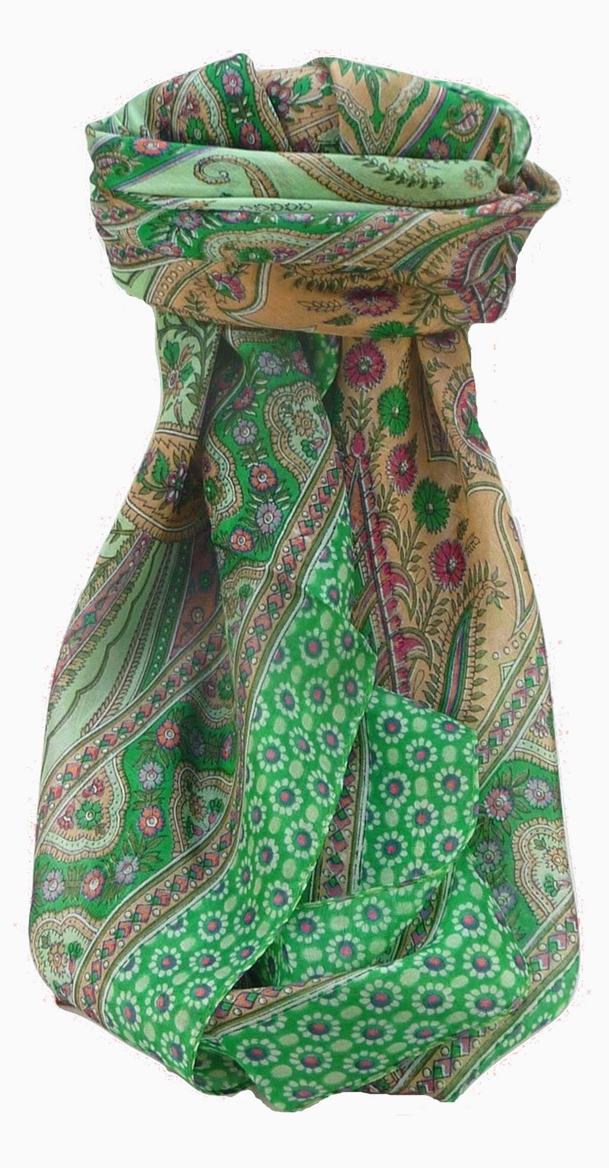 Tradizionale Sciarpa Quadrata di Seta Kanikar Jade di Pashmina & Silk