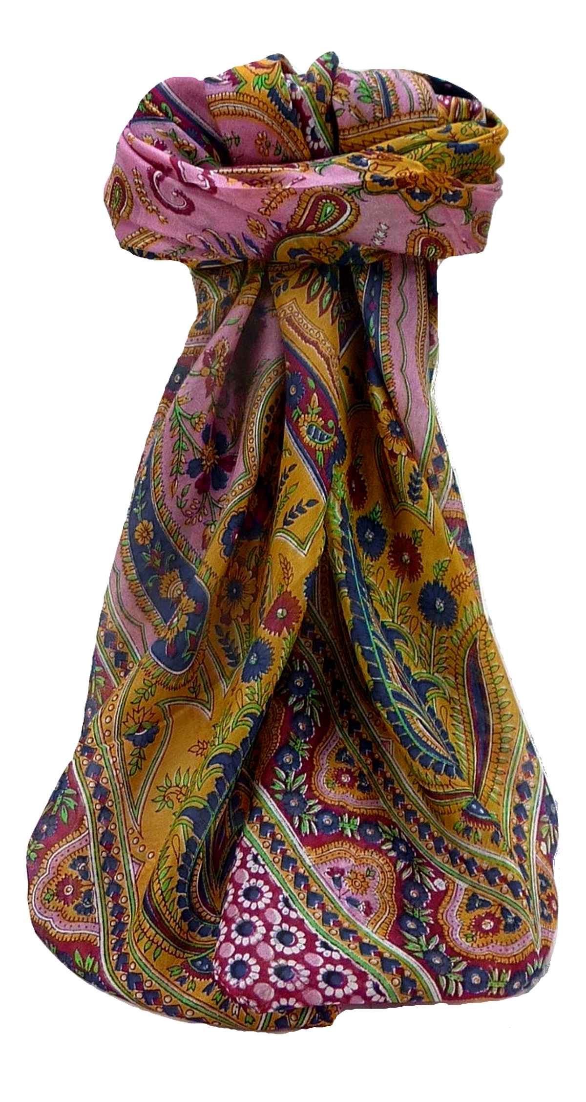 Tradizionale Sciarpa Quadrata di Seta Kanikar Wine di Pashmina & Silk