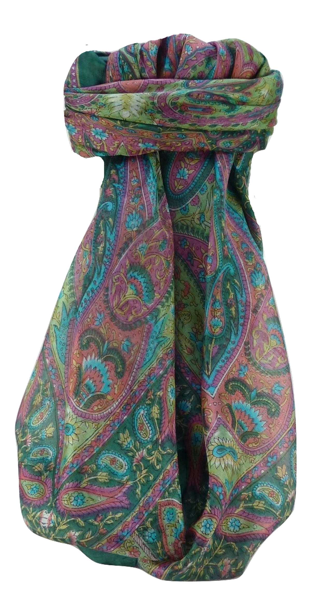 Mulberry Silk Traditional Square Scarf Keshar Sage by Pashmina & Silk