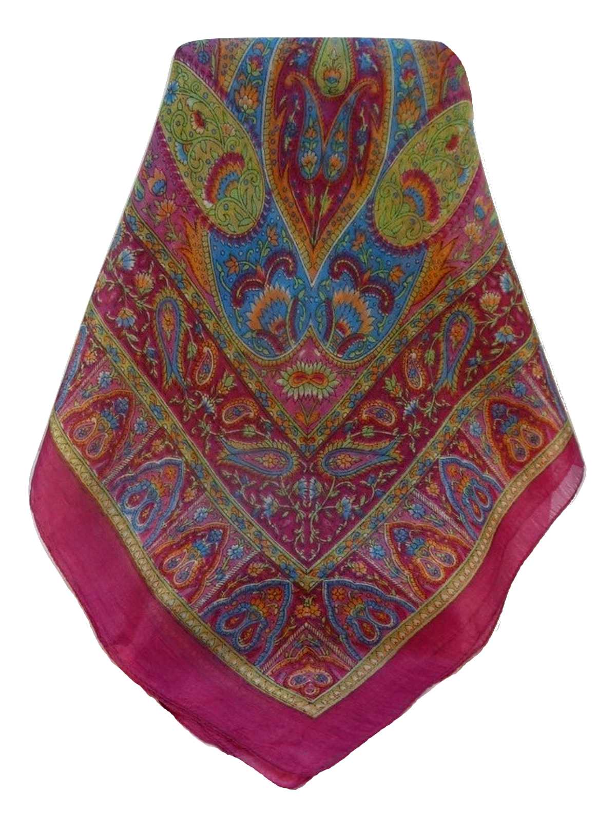 Mulberry Silk Traditional Square Scarf Keshar Rose by Pashmina & Silk