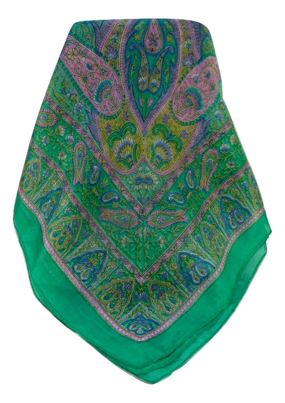 Mulberry Silk Traditional Square Scarf Keshar Jade by Pashmina & Silk