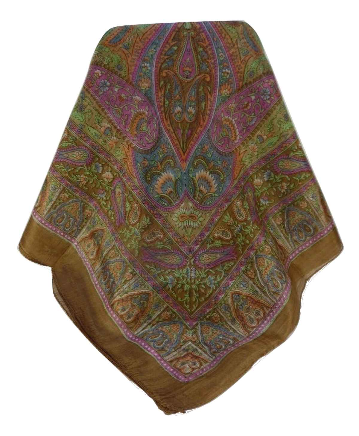 Mulberry Silk Traditional Square Scarf Keshar Chestnutby Pashmina & Silk