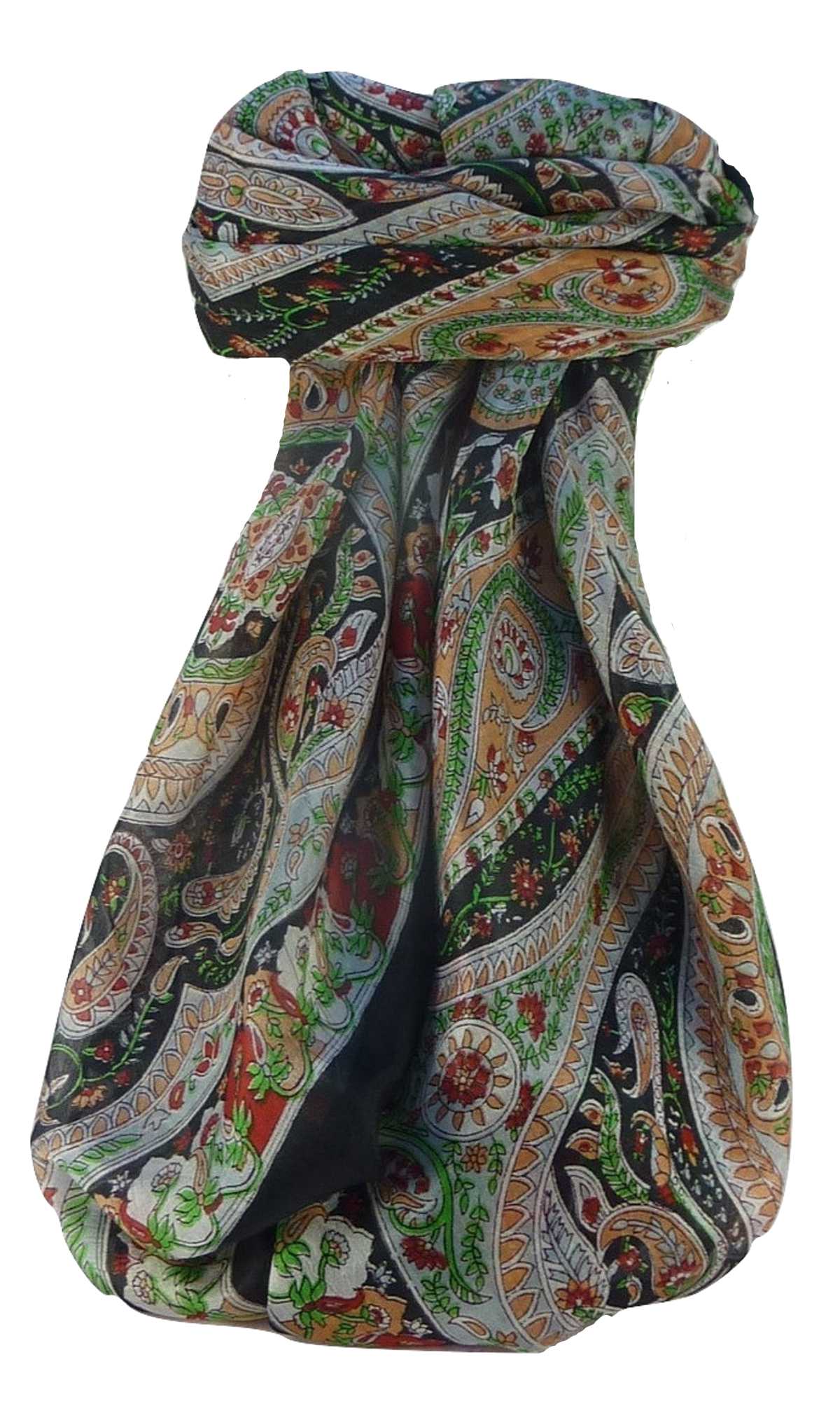 Echarpe Traditional Soie de Mûrier Kuldeep Black