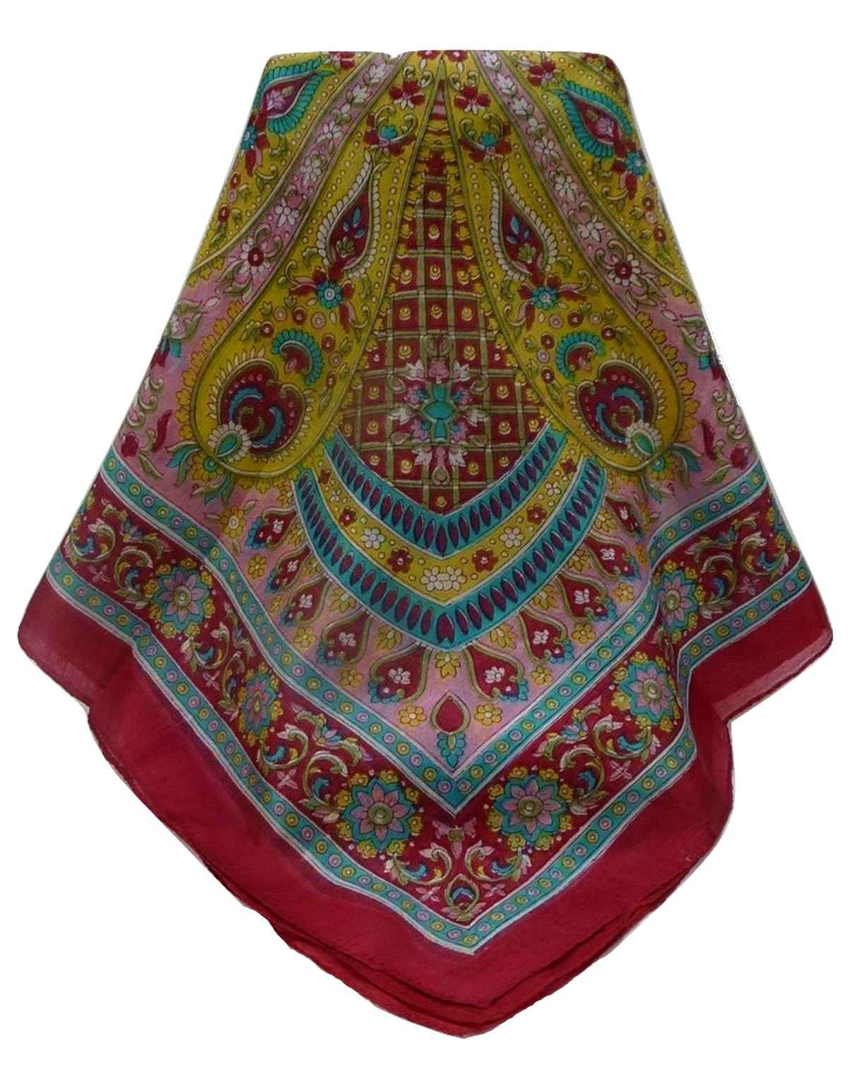 Mulberry Silk Traditional Square Scarf Rajpoor Wine by Pashmina & Silk