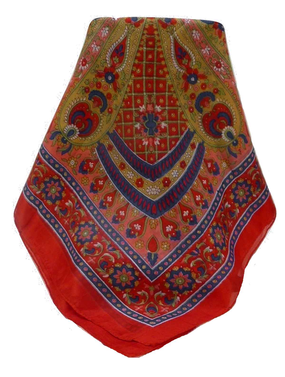Mulberry Silk Traditional Square Scarf Rajpoor Scarlet by Pashmina & Silk