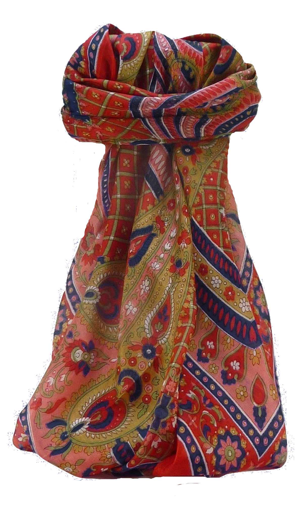 Mulberry Silk Traditional Square Scarf Rajpoor Scarlet by Pashmina & Silk